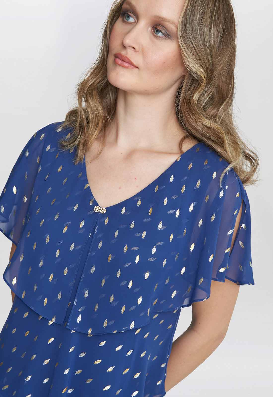 Gina Bacconi Navy Polka Dot Juliette Cocktail Dress