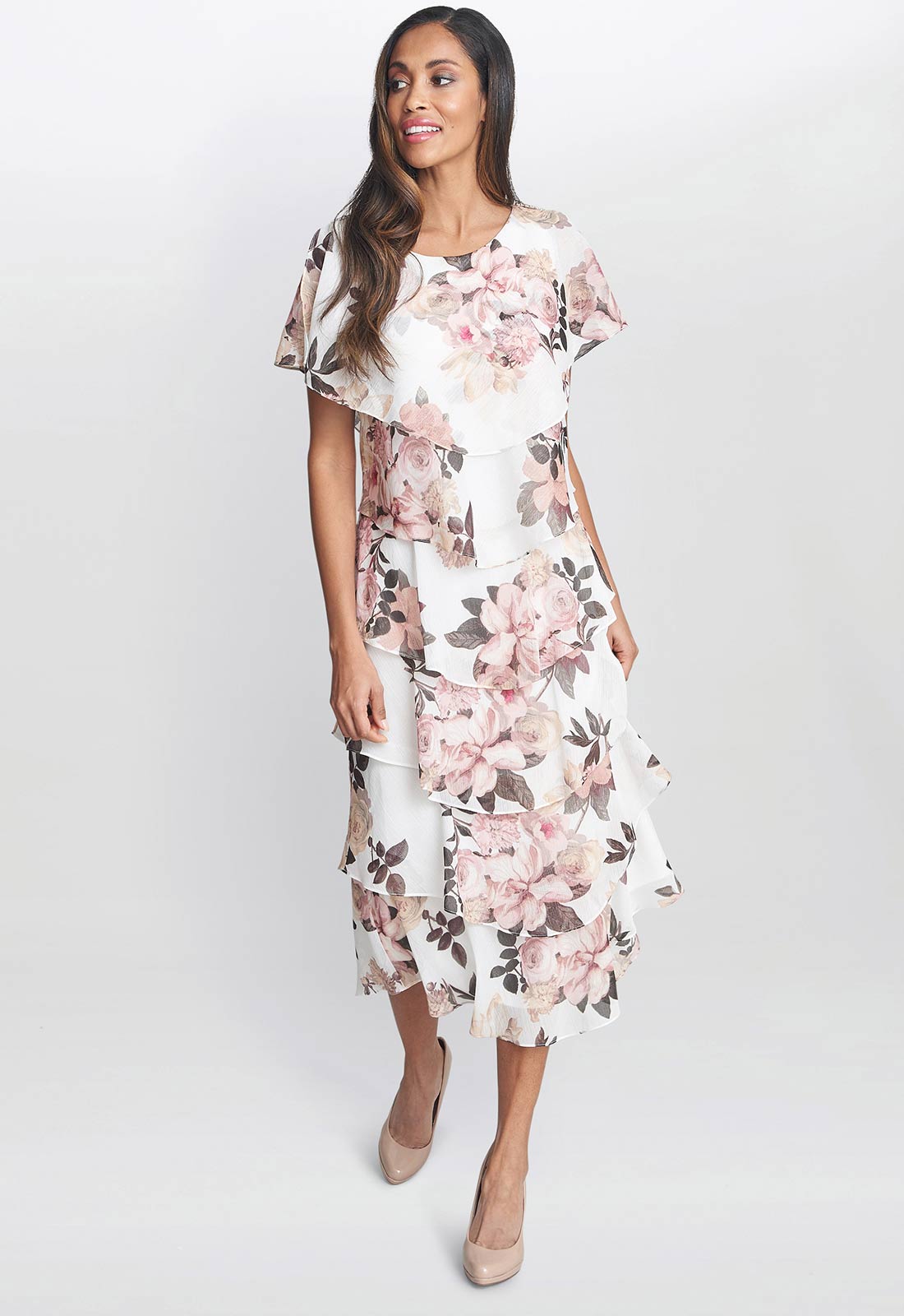 Gina Bacconi Pink Alice Print Dress