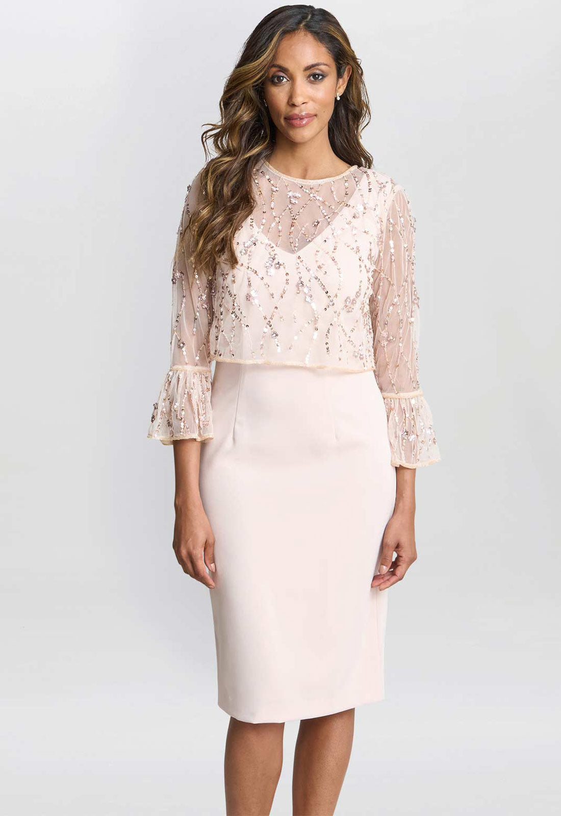 Gina Bacconi Antique Rose Pippa Beaded Jacket Dress