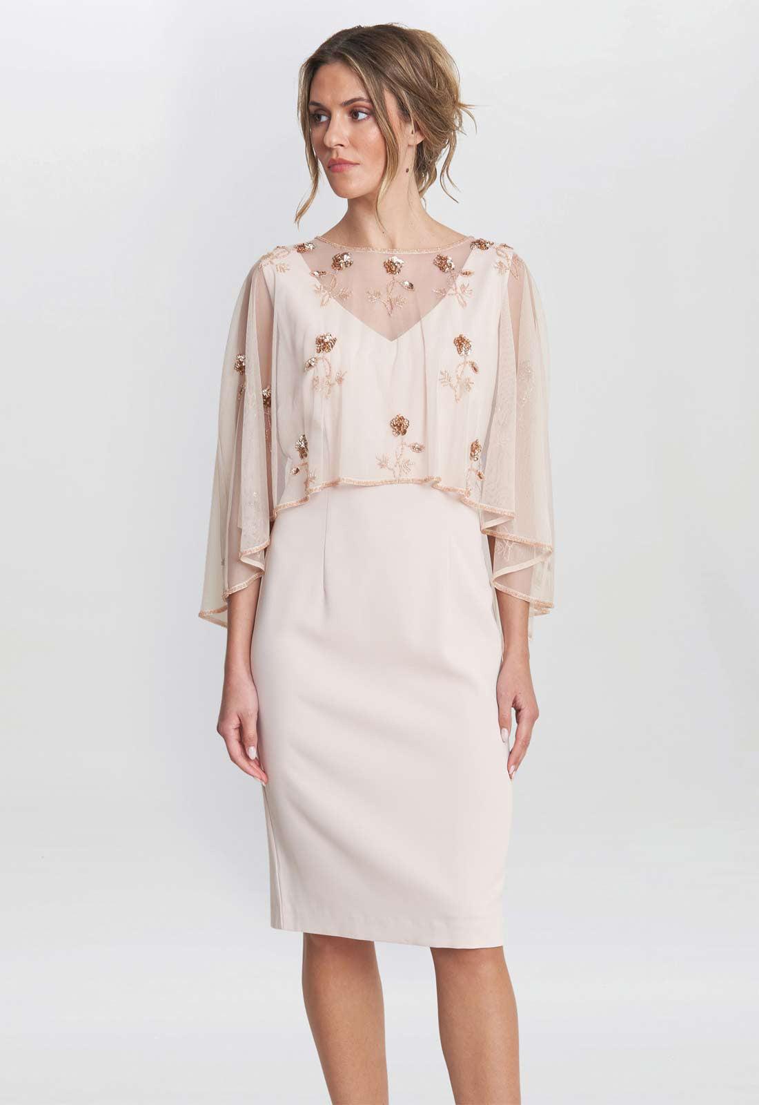 gina bacconi pink dress Womens Gina Bacconi Pink Lexie Embellished Cuff Chiffon Overlay Dress US 16