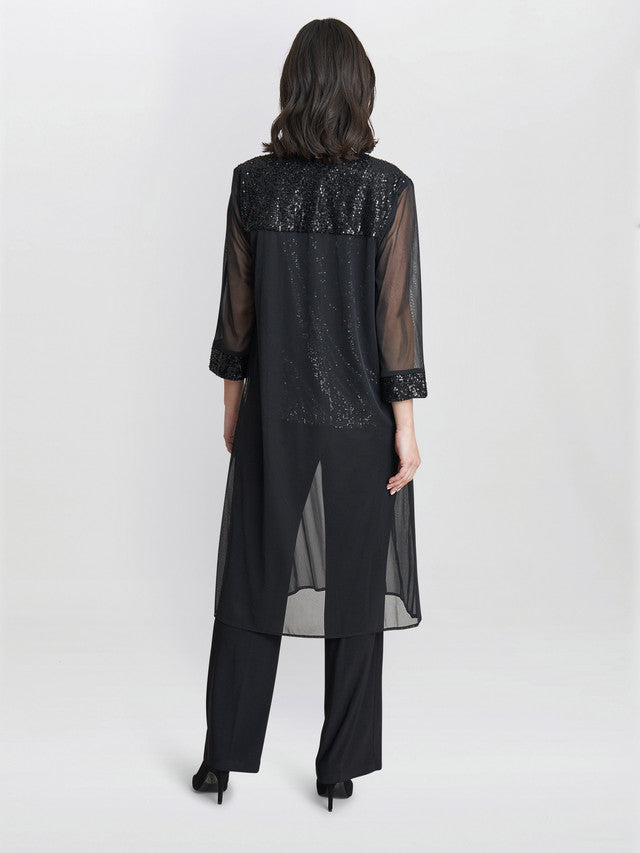 Gina Bacconi Black Jessica Three Piece Sequin Jersey Trouser Suit