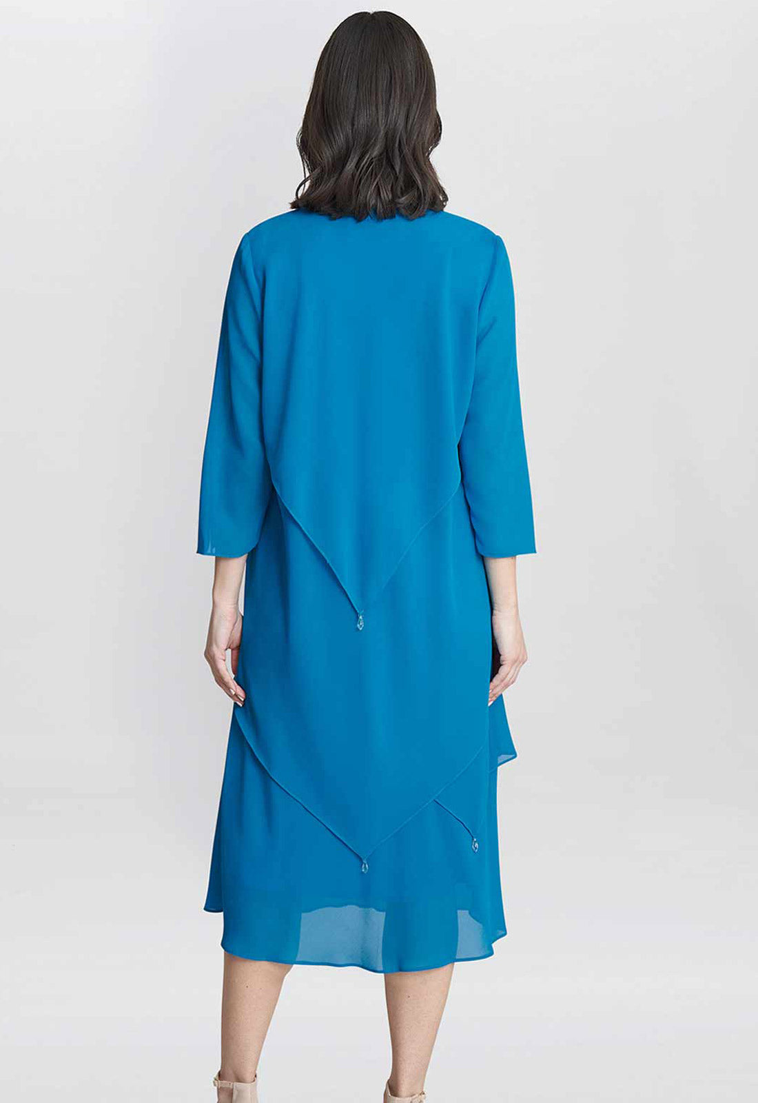 Gina Bacconi Blue Rita 2 Piece Tiered Dress And Jacket