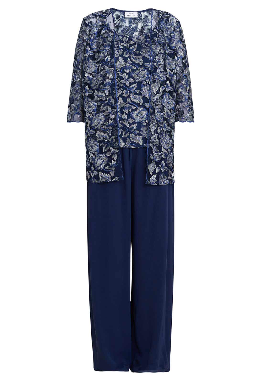 Gina Bacconi Blue Nikki 3 Piece Trouser Suit