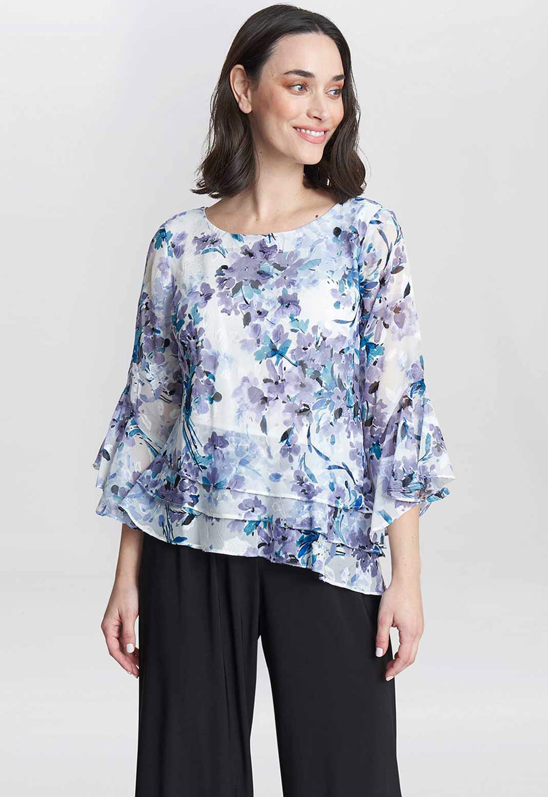 Gina Bacconi Philomena 3/4 Sleeve Printed Blouse