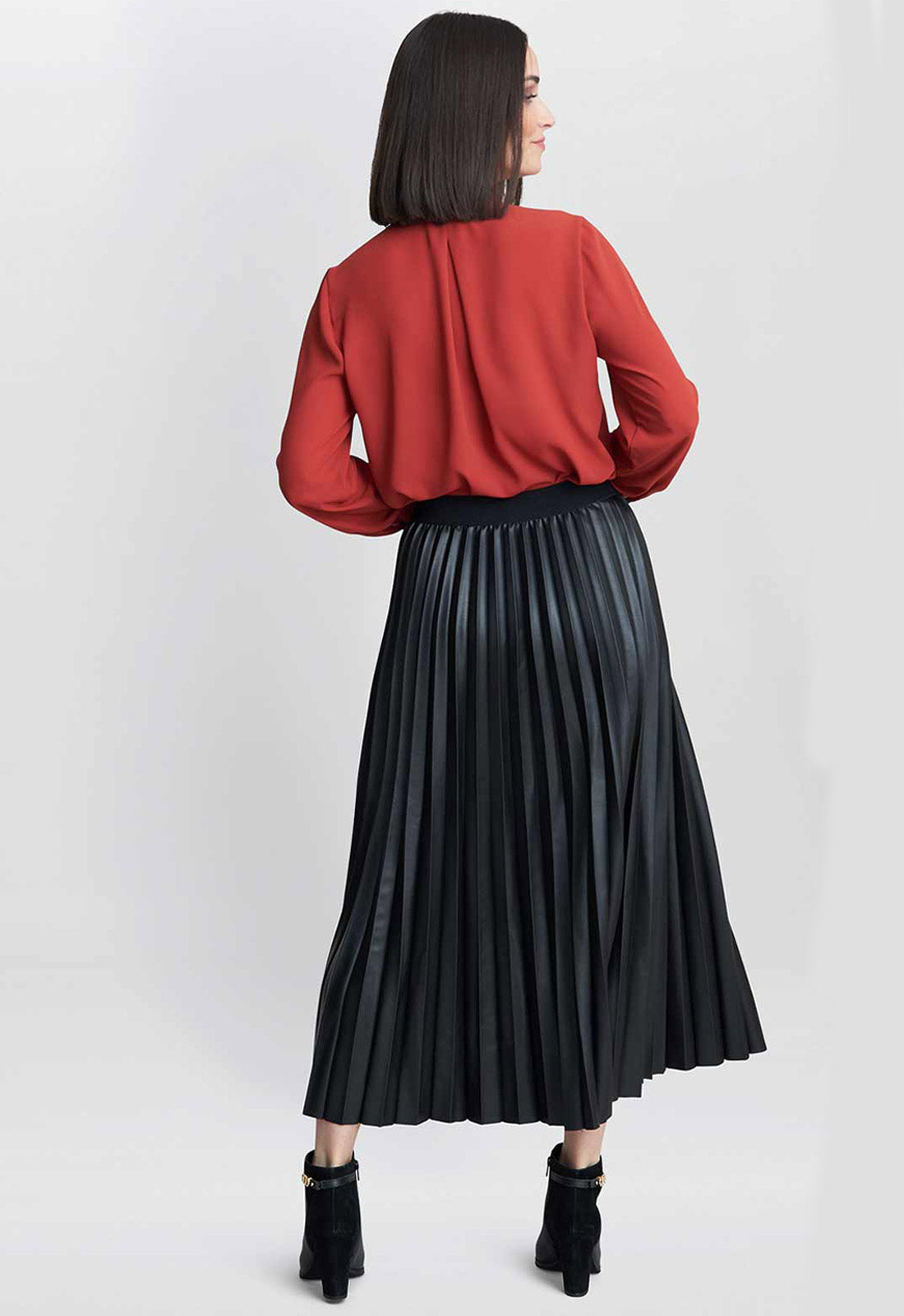 Gina Bacconi Tatiana Pleated Pu Skirt