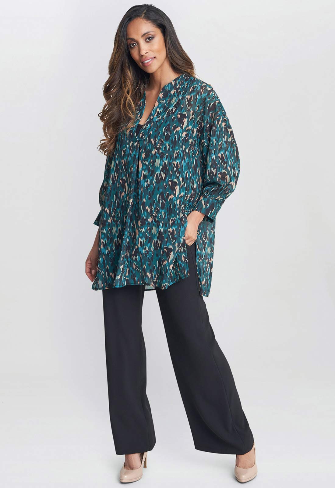 Gina Bacconi Multi Dido Collarless Shirt