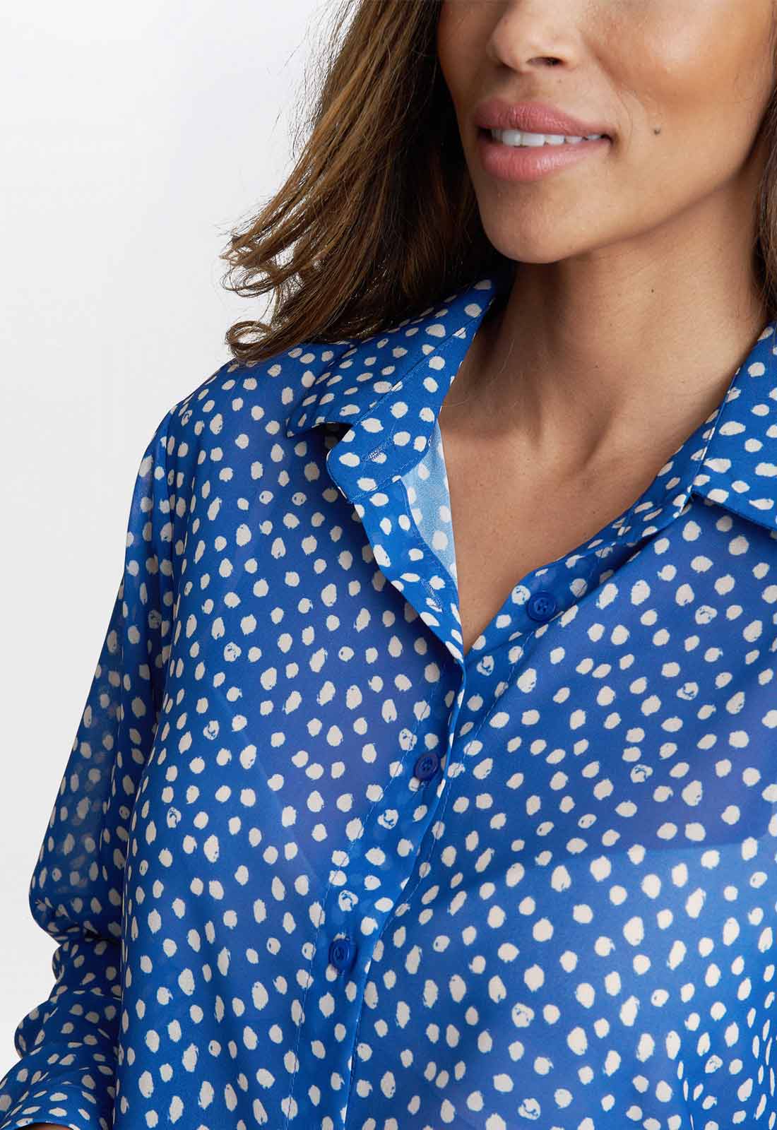 Gina Bacconi Blue Lara Print Georgette Shirt