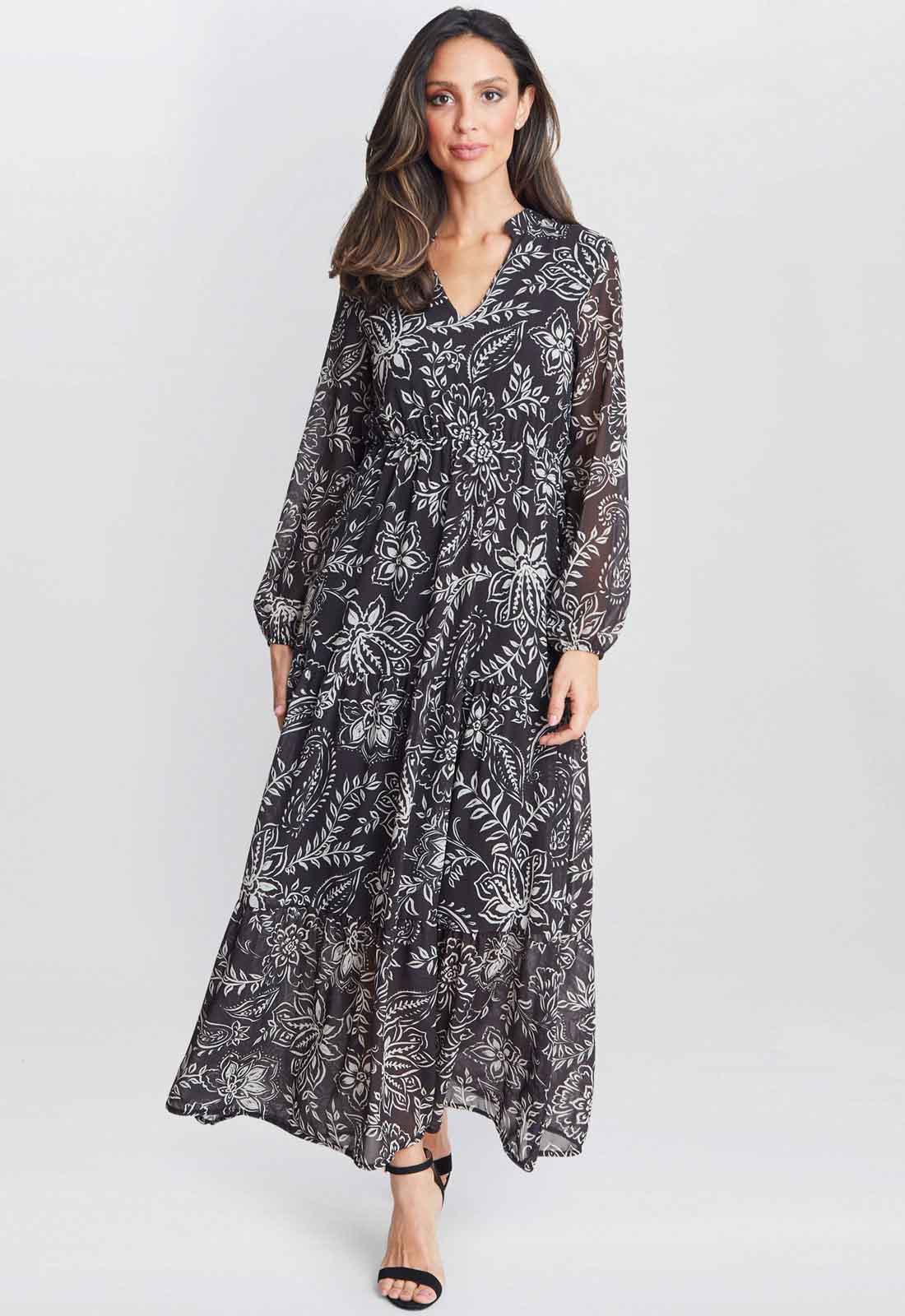 Gina Bacconi Iona Print Stand Collar Dress