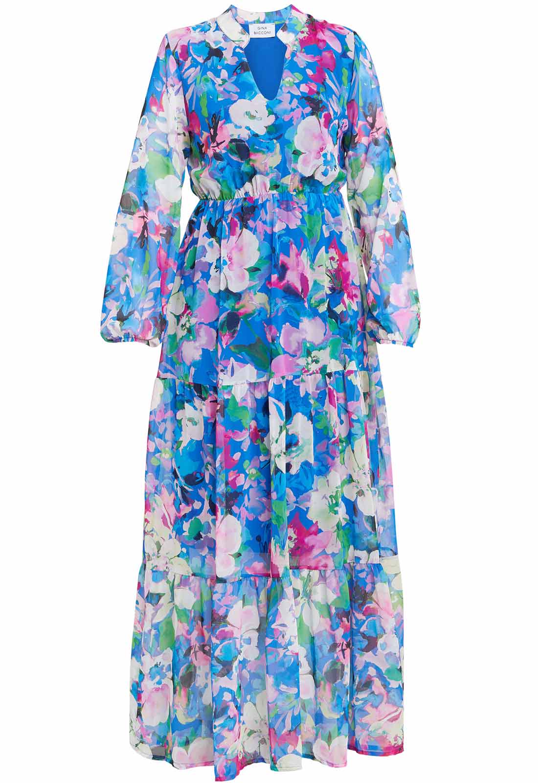 Gina Bacconi Multi Iona Print Stand Collar Dress