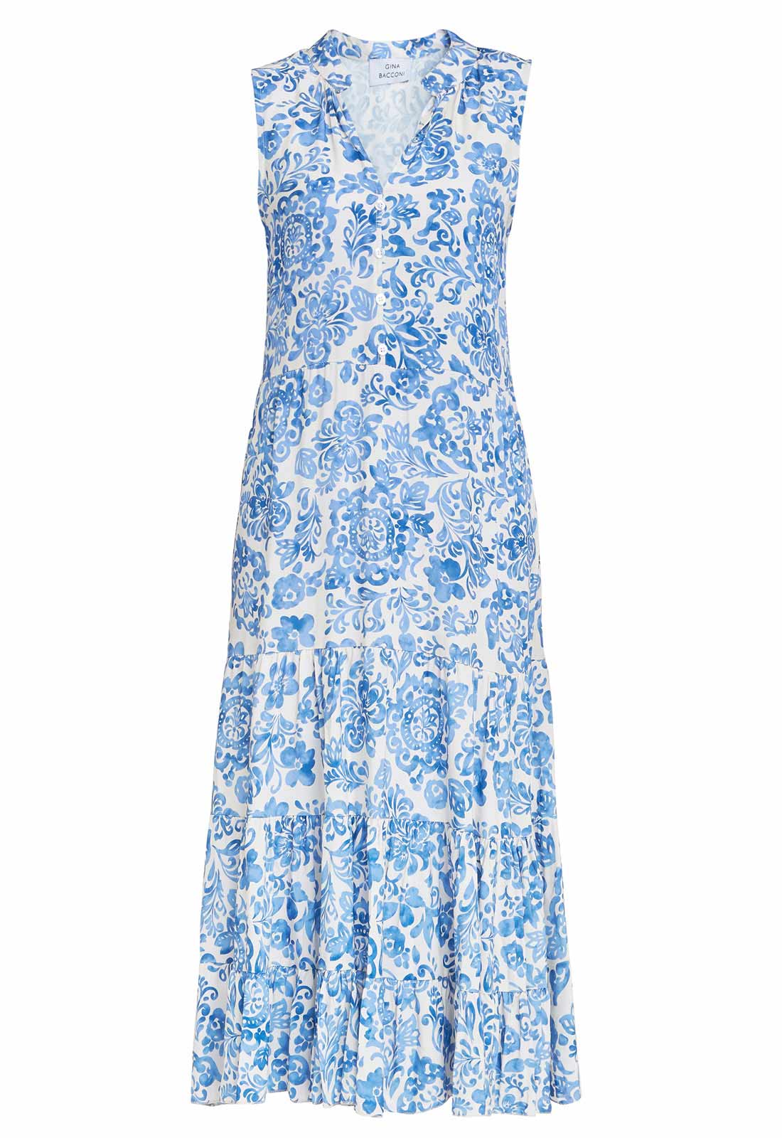 Gina Bacconi Blue and White Lolita Sleeveless Summer Dress