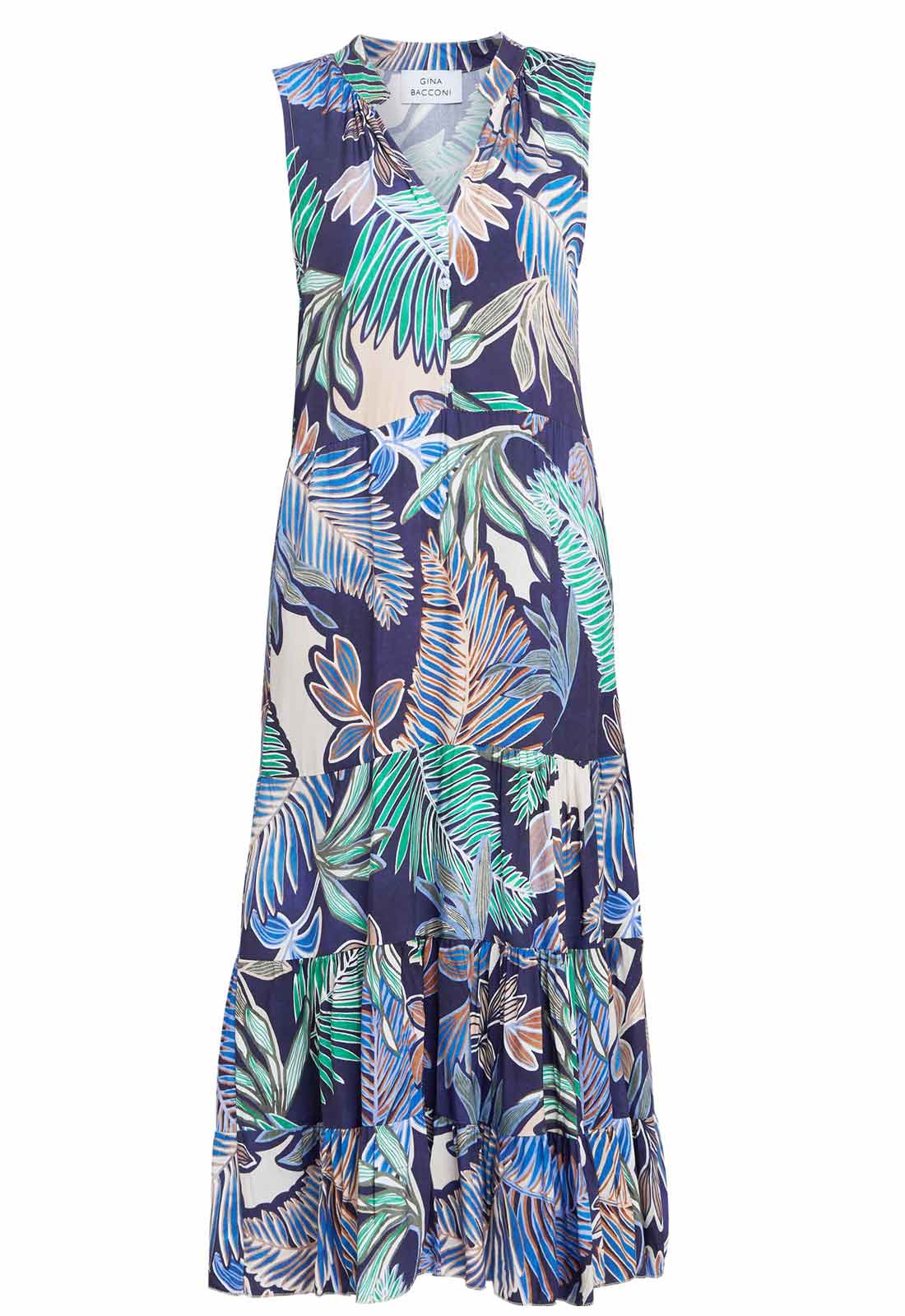 Gina Bacconi Navy and Multi Lolita Sleeveless Summer Dress