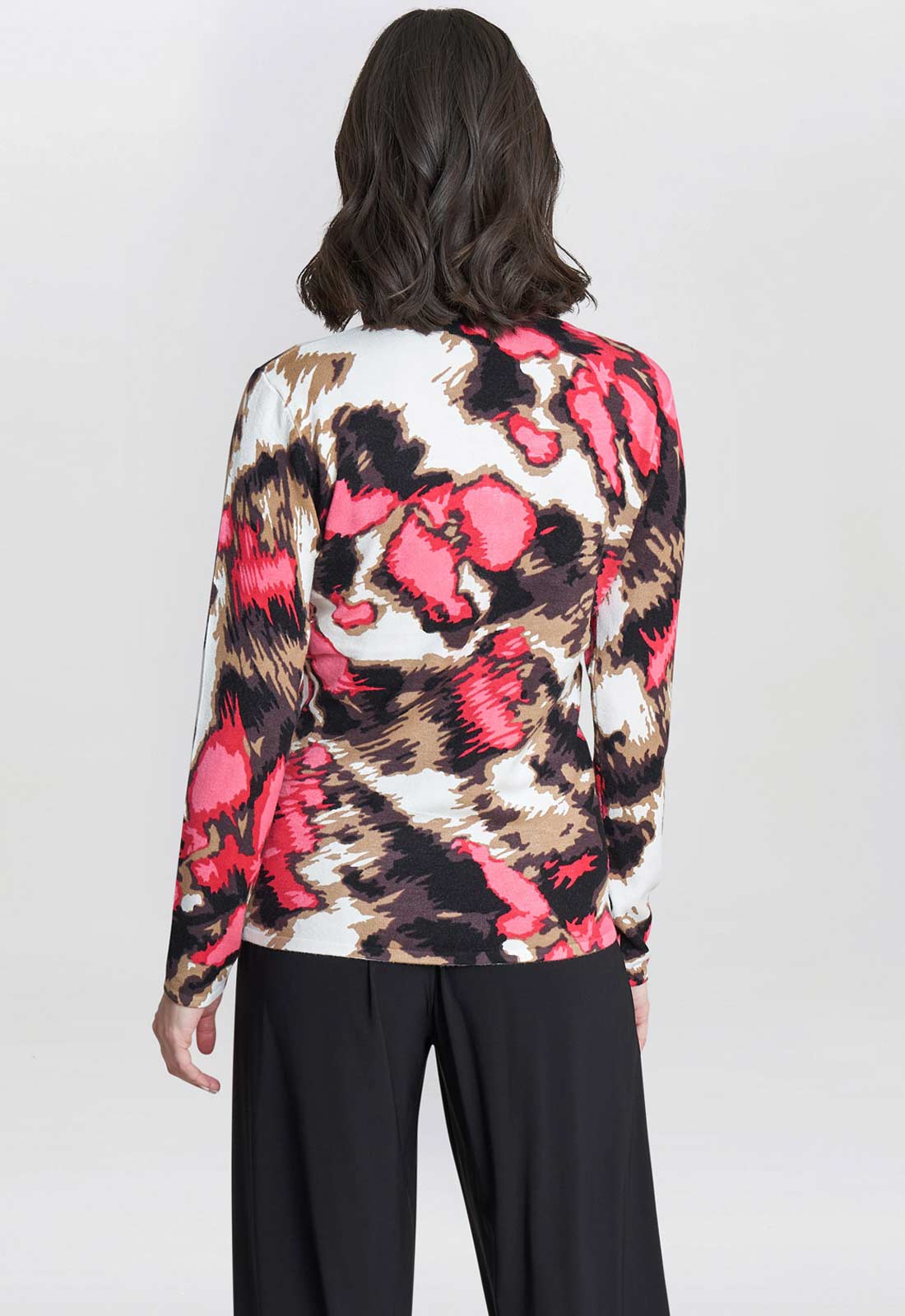Gina Bacconi Pink Mazie Abstract Pink Leopard Diamante Jumper