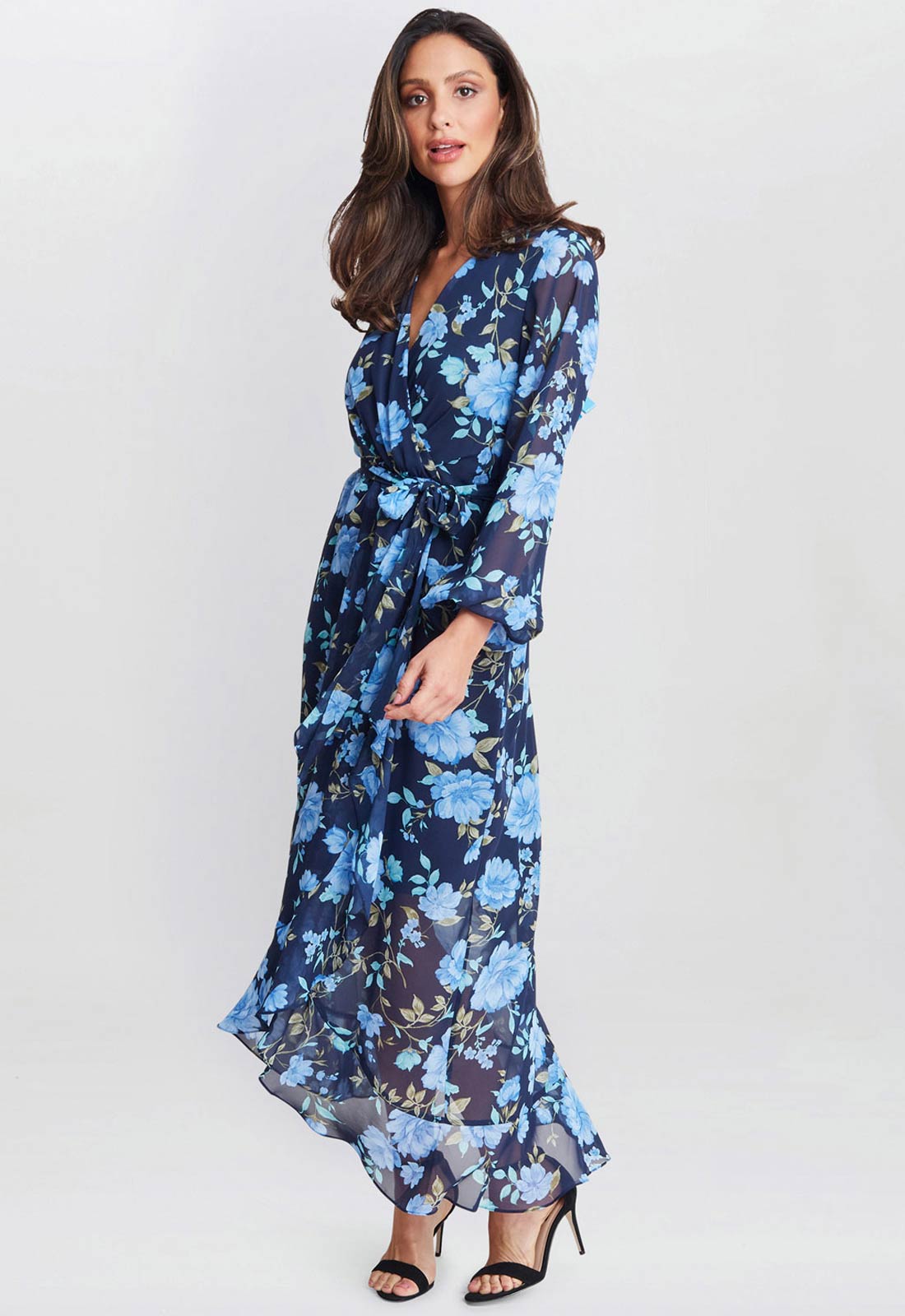 Gina Bacconi Navy Norma Printed Maxi