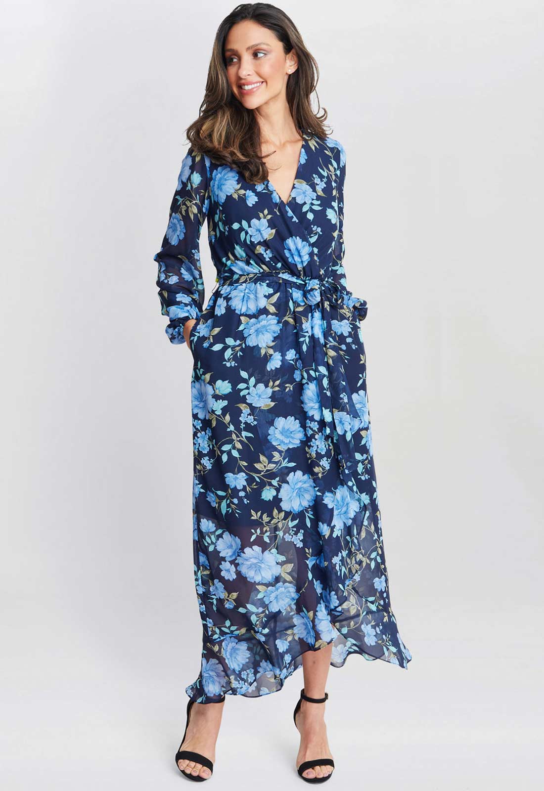 Gina Bacconi Navy Norma Printed Maxi