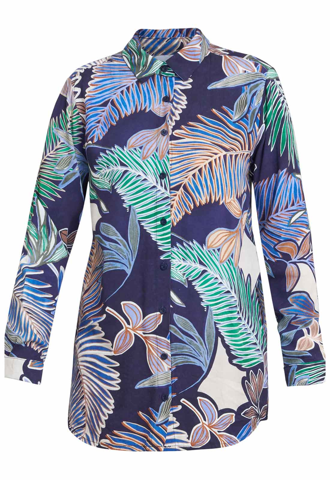 Gina Bacconi Navy and Multi Tabitha Printed Tunic Shirt