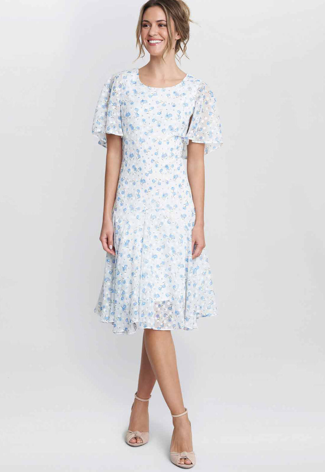 Gina Bacconi Blue Annette Chiffon Dress