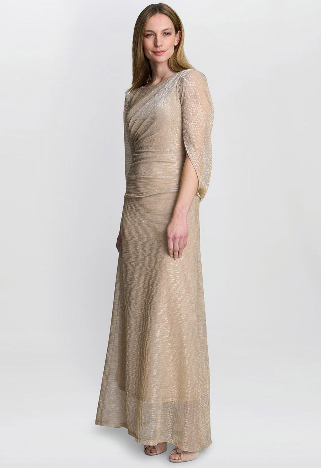 Gina Bacconi Gold Joanna Metallic Knit Maxi Dress