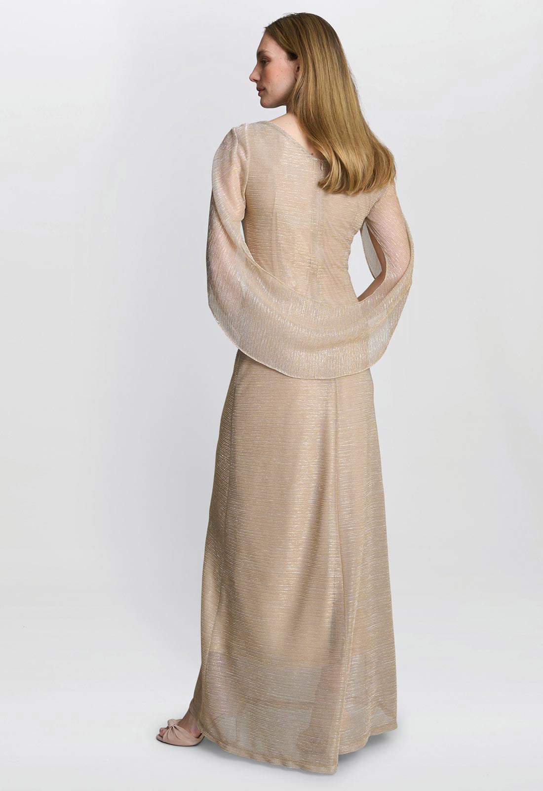 Gina Bacconi Gold Joanna Metallic Knit Maxi Dress