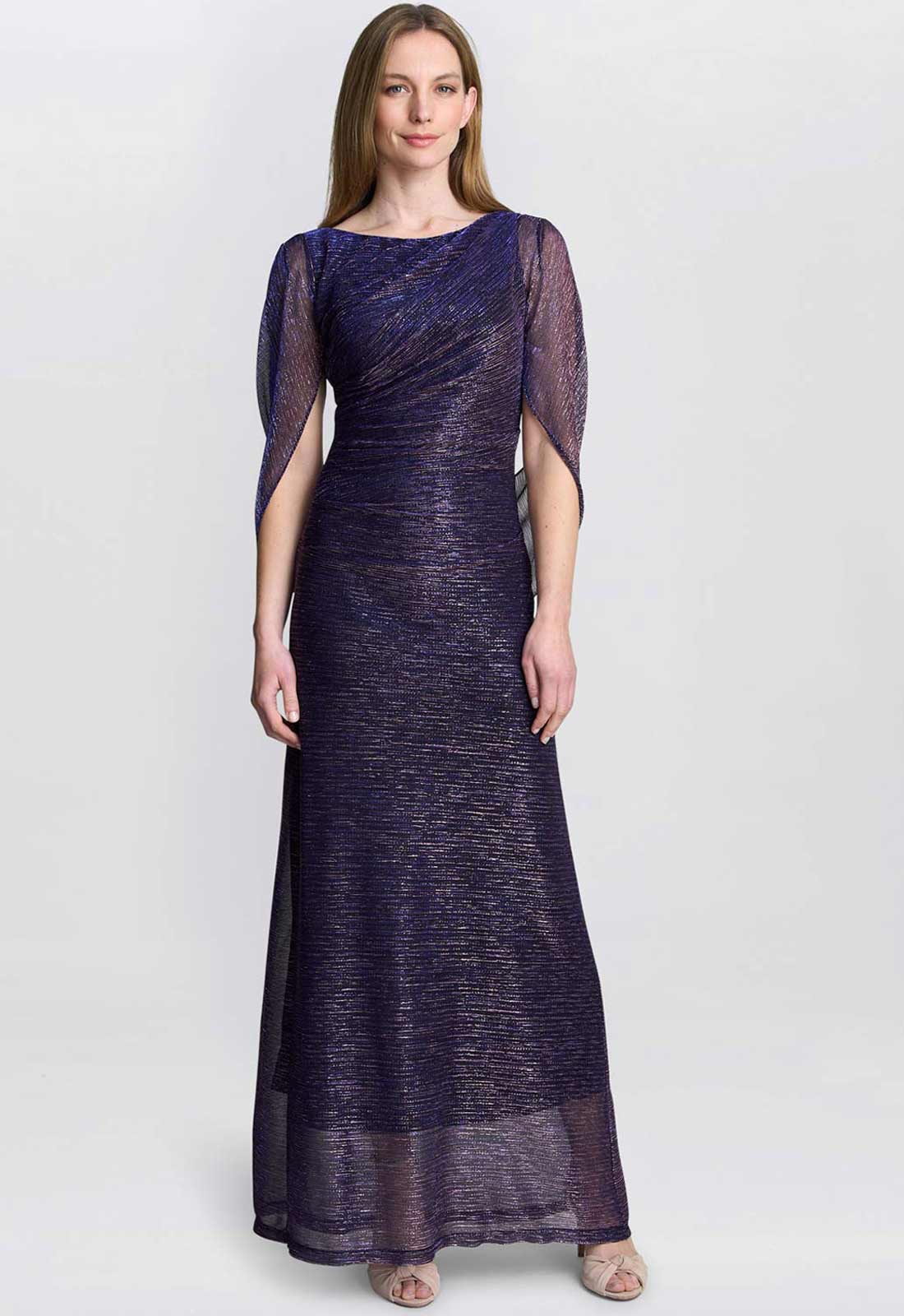 Gina Bacconi Navy Metallic Joanna Maxi Dress