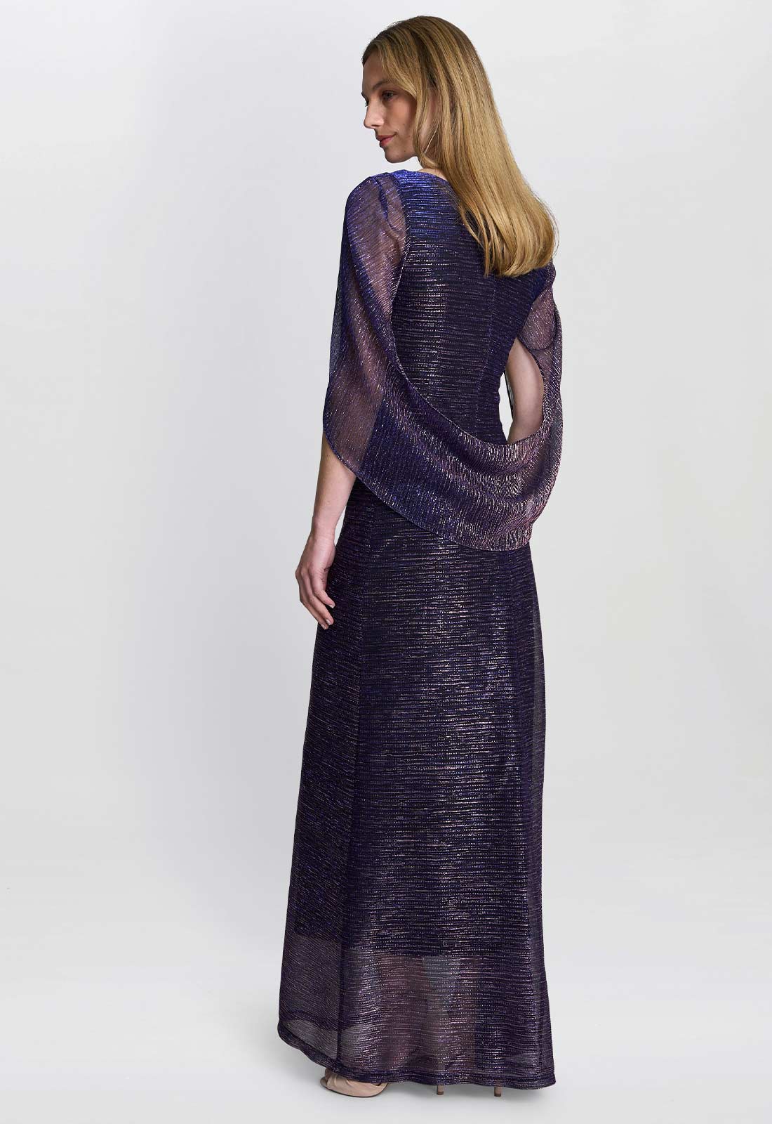 Gina Bacconi Navy Metallic Joanna Maxi Dress