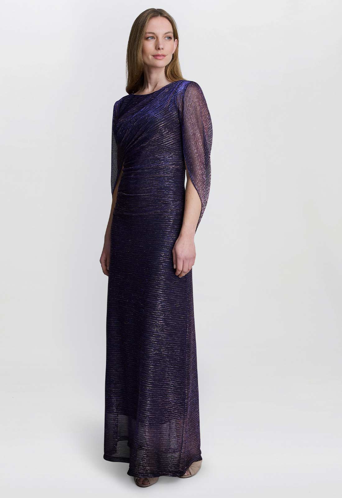 Gina Bacconi Navy Metallic Joanna Maxi Dress