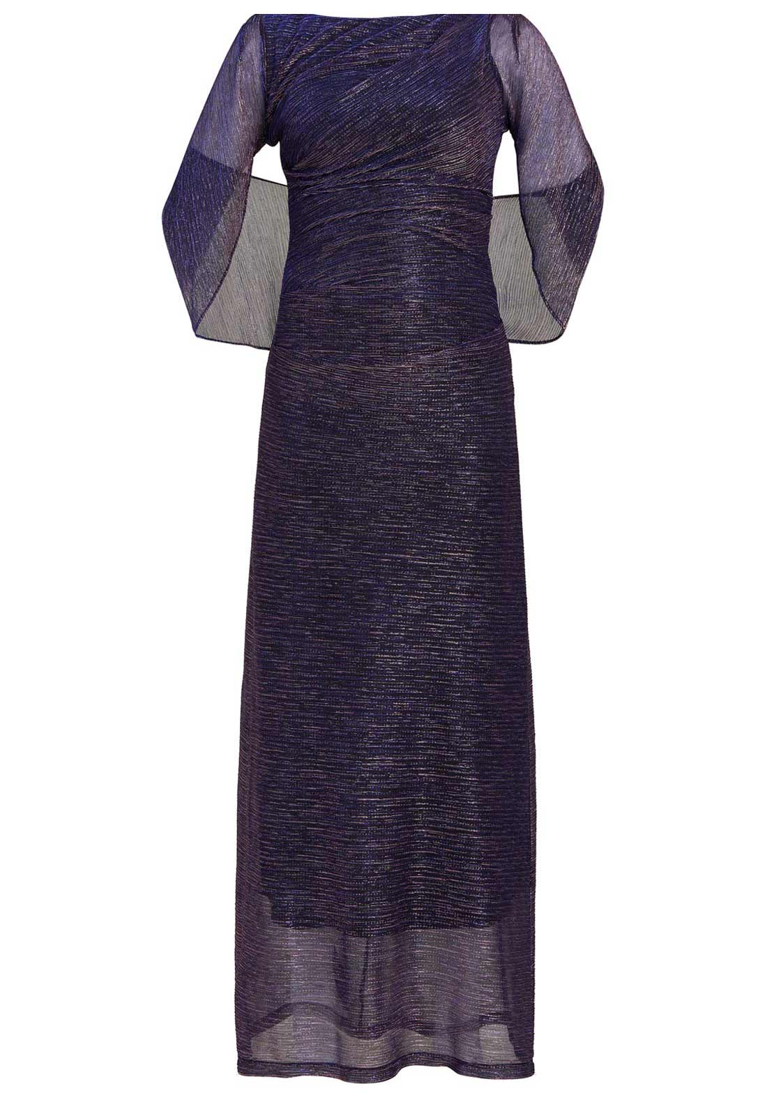 Gina Bacconi Navy Metallic Joanna Maxi Dress