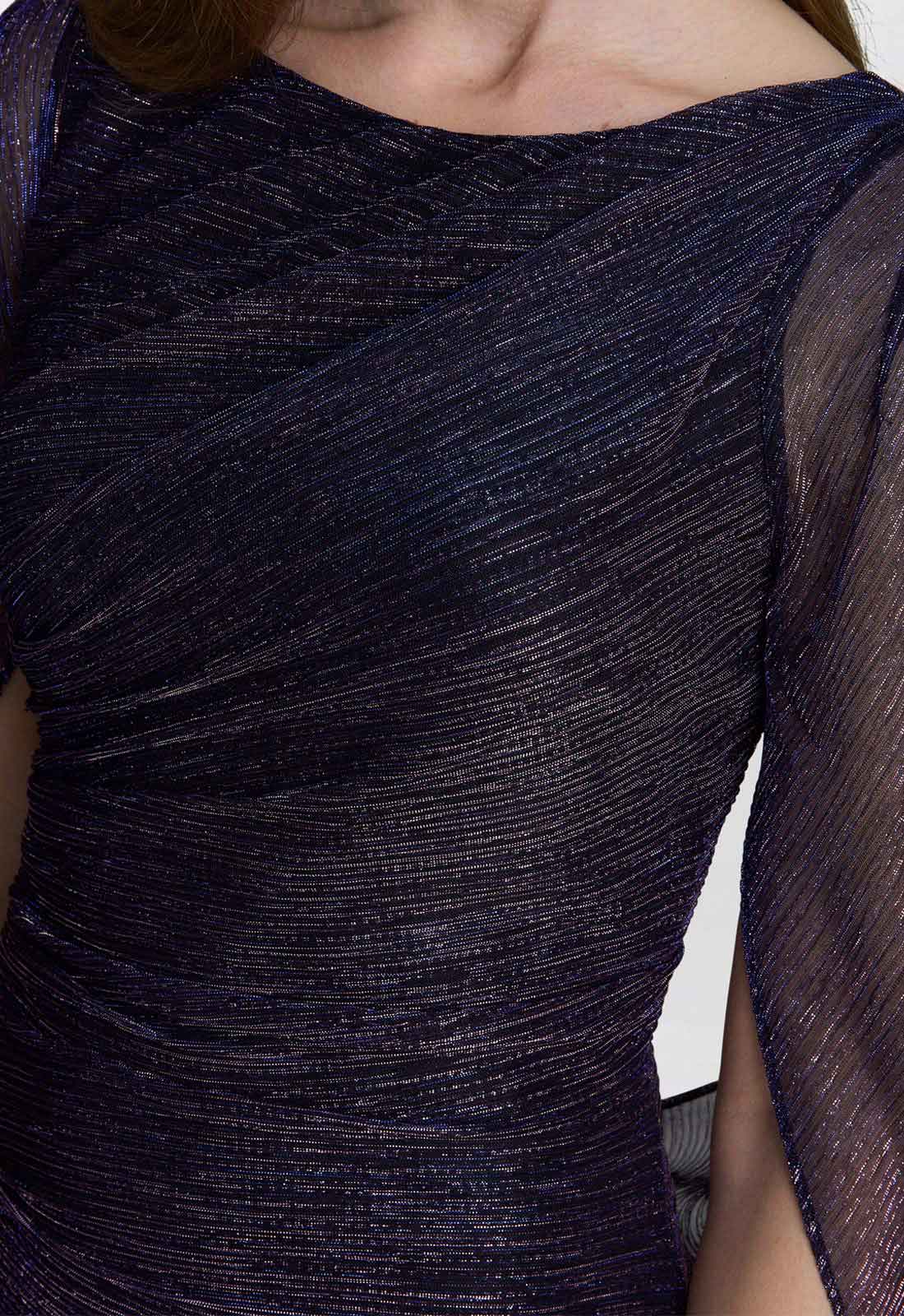 Gina Bacconi Navy Metallic Joanna Maxi Dress