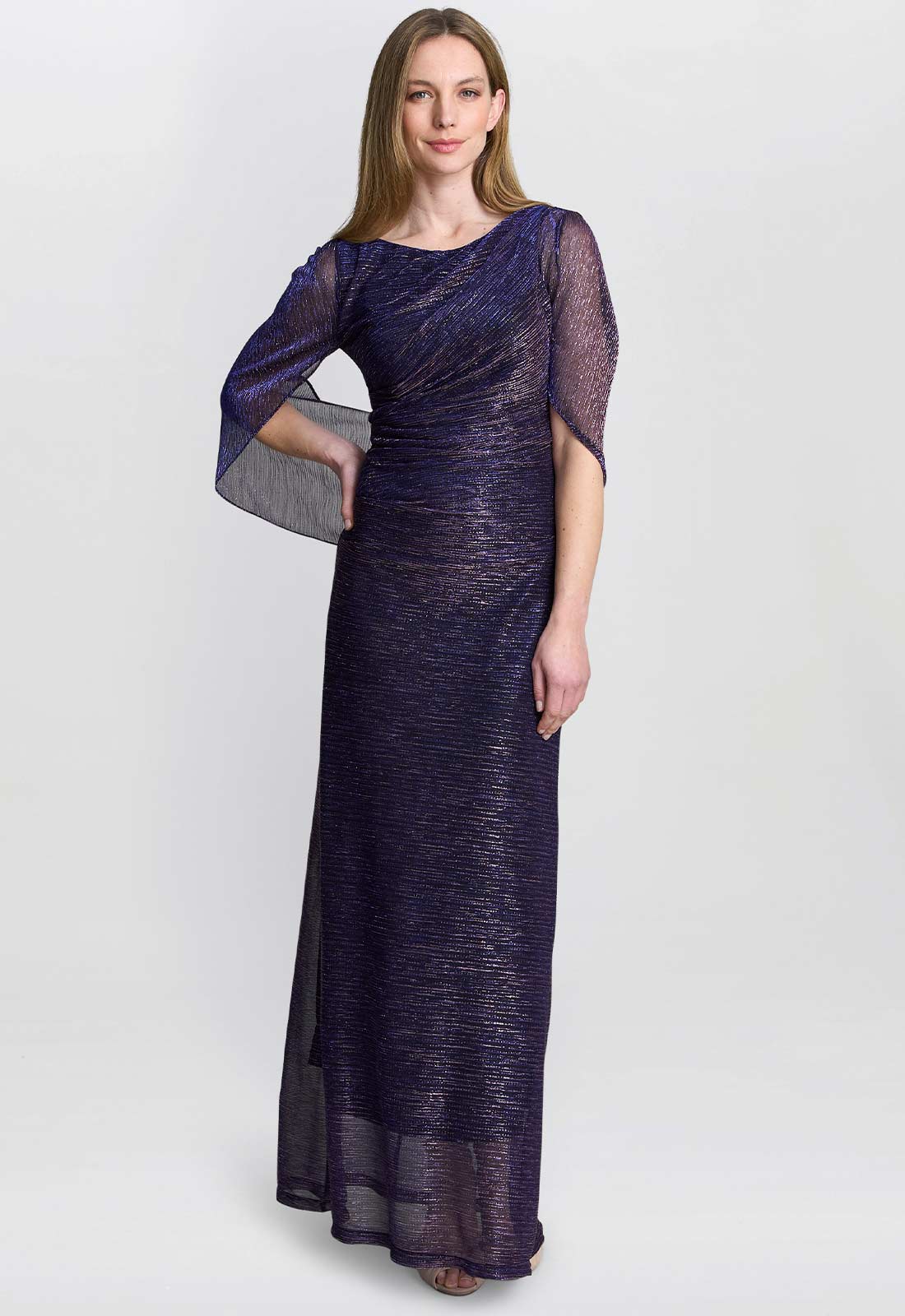 Gina Bacconi Navy Metallic Joanna Maxi Dress