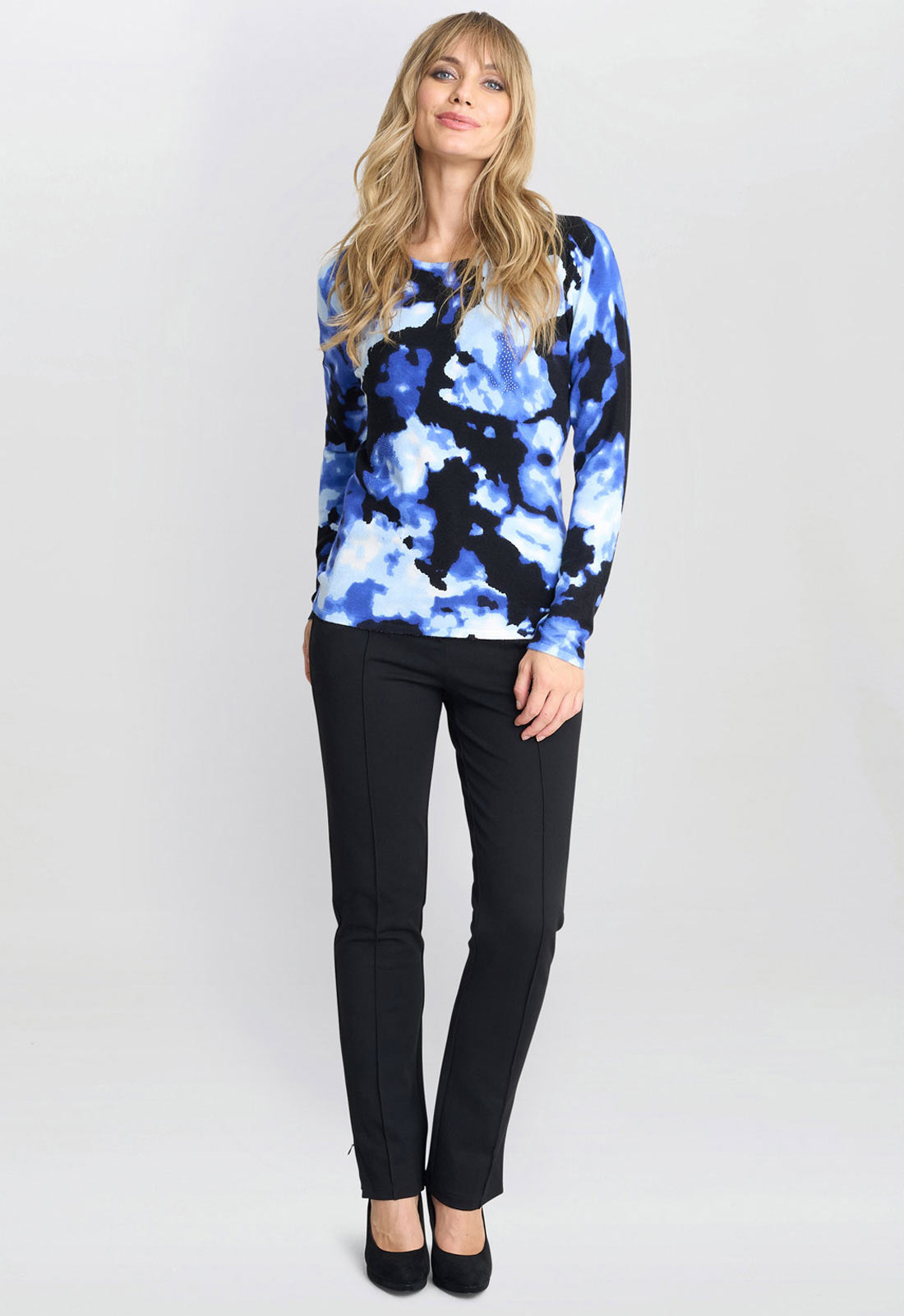 Gina Bacconi Malinda Abstract Blue Tye Dye Print Jumper