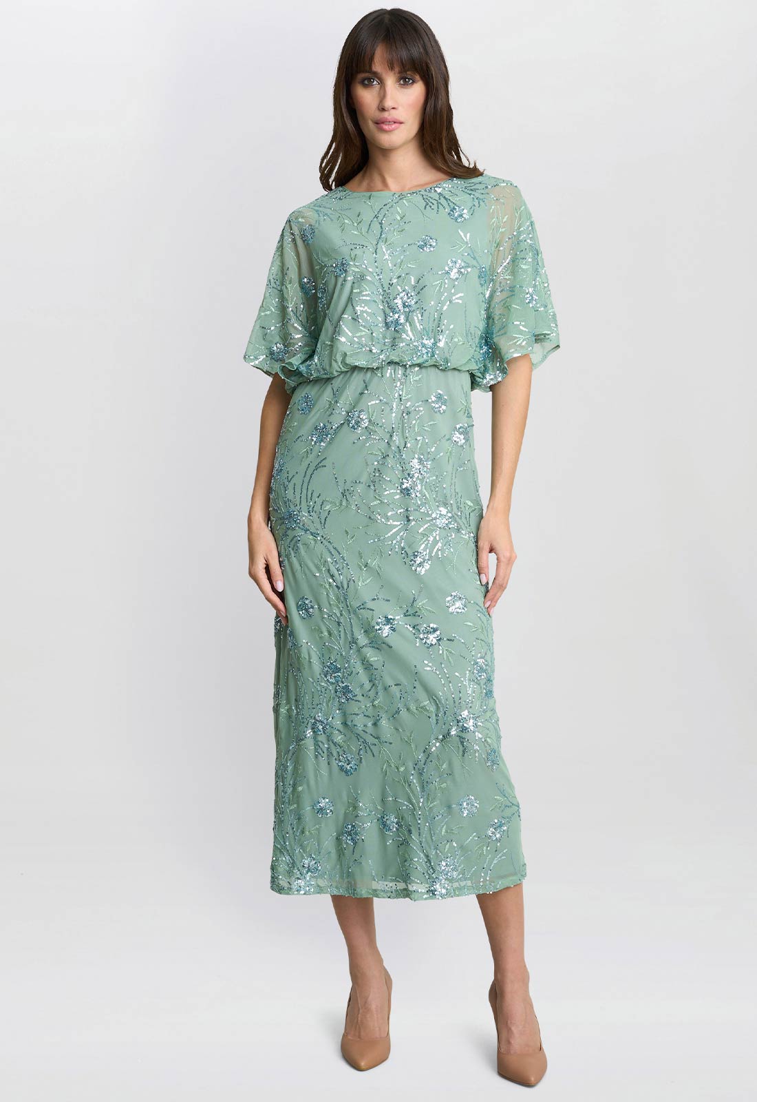 Gina Bacconi Sage Ava Sequin Midi Dress