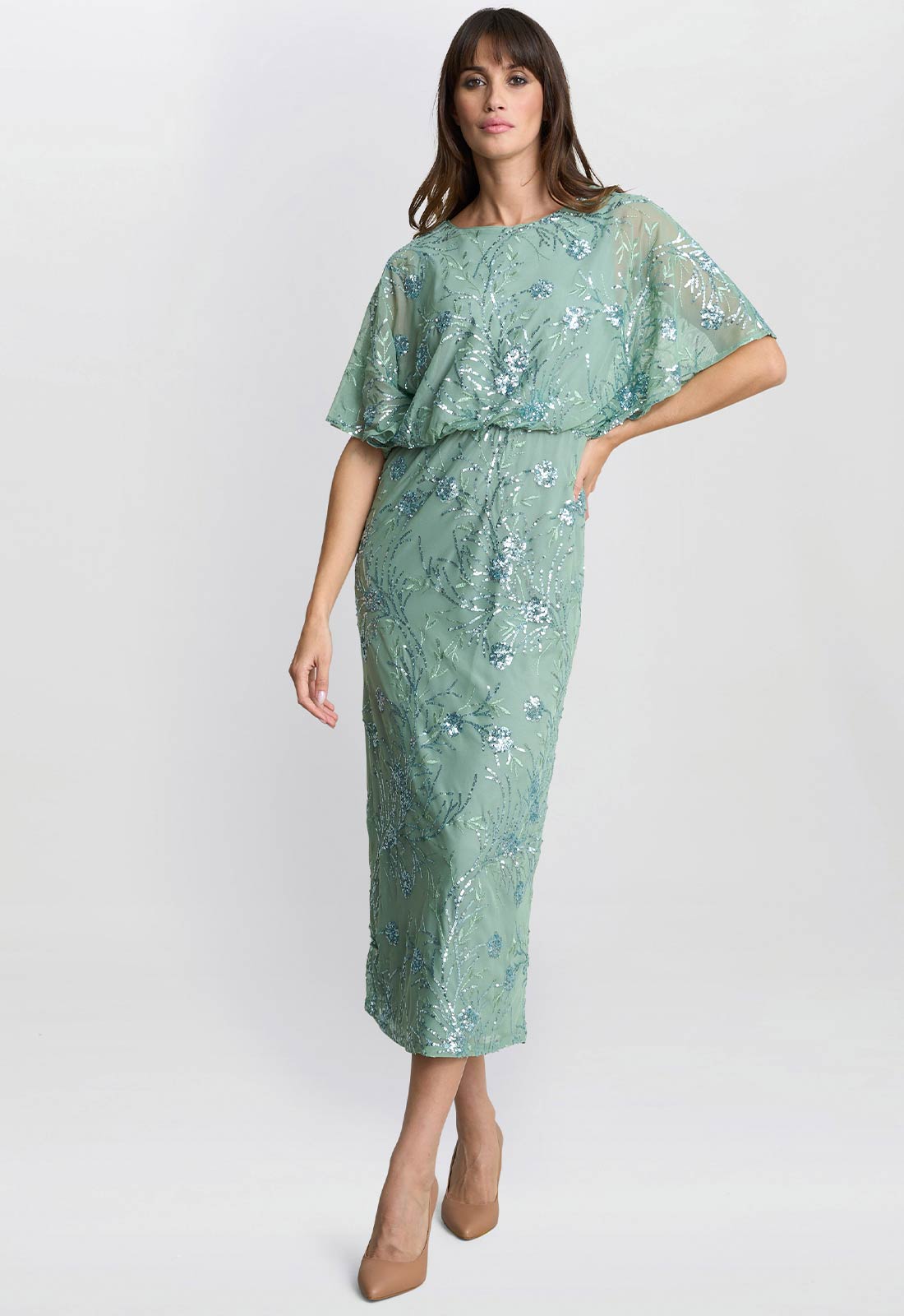 Gina Bacconi Sage Ava Sequin Midi Dress