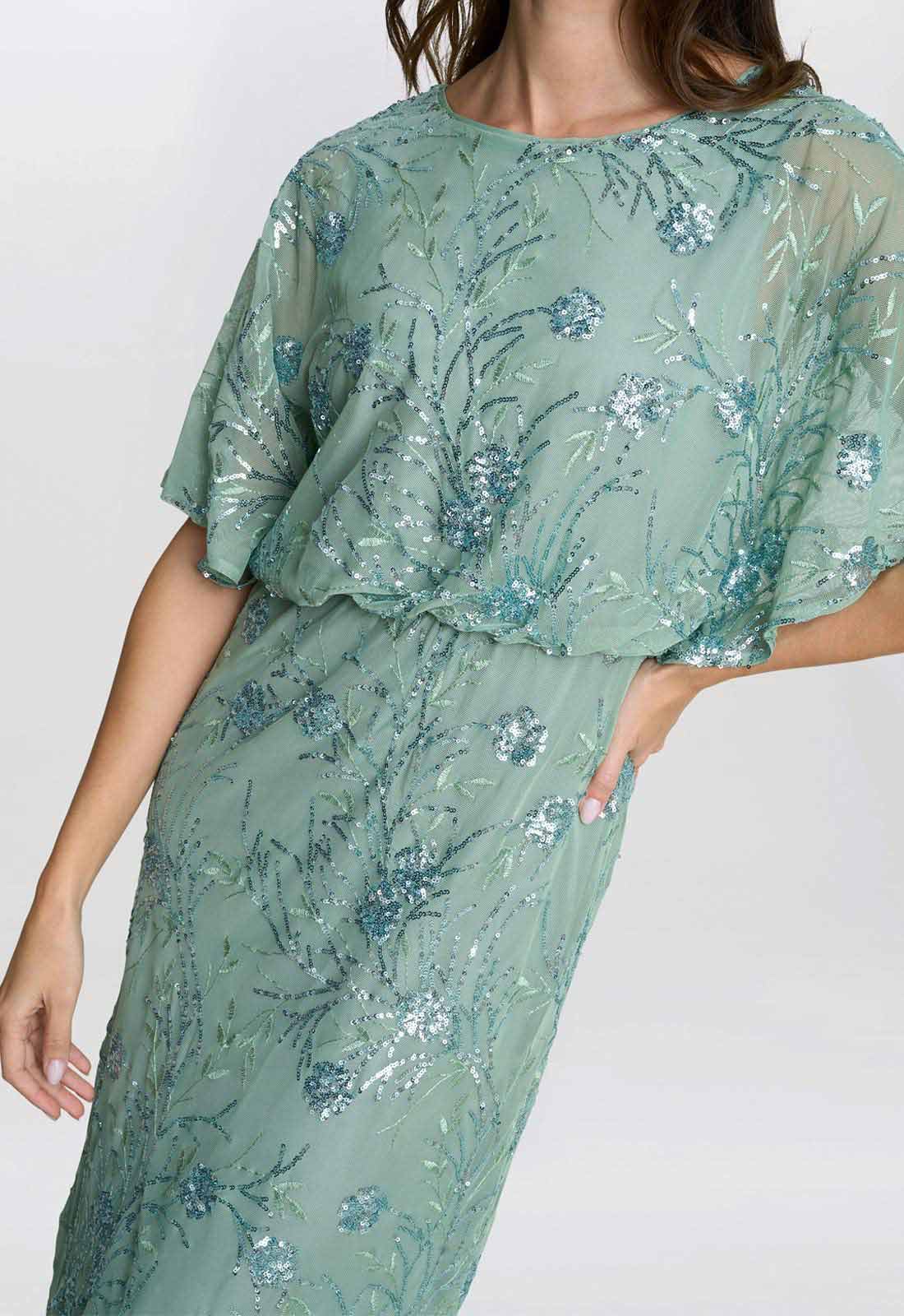 Gina Bacconi Sage Ava Sequin Midi Dress