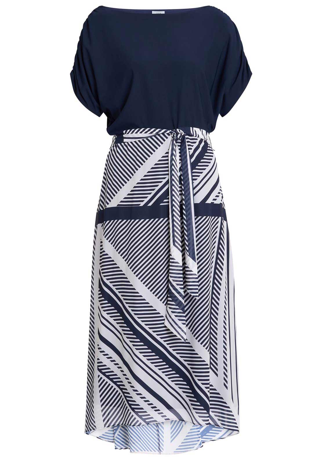 Gina Bacconi Navy Brooke Stripe Dress