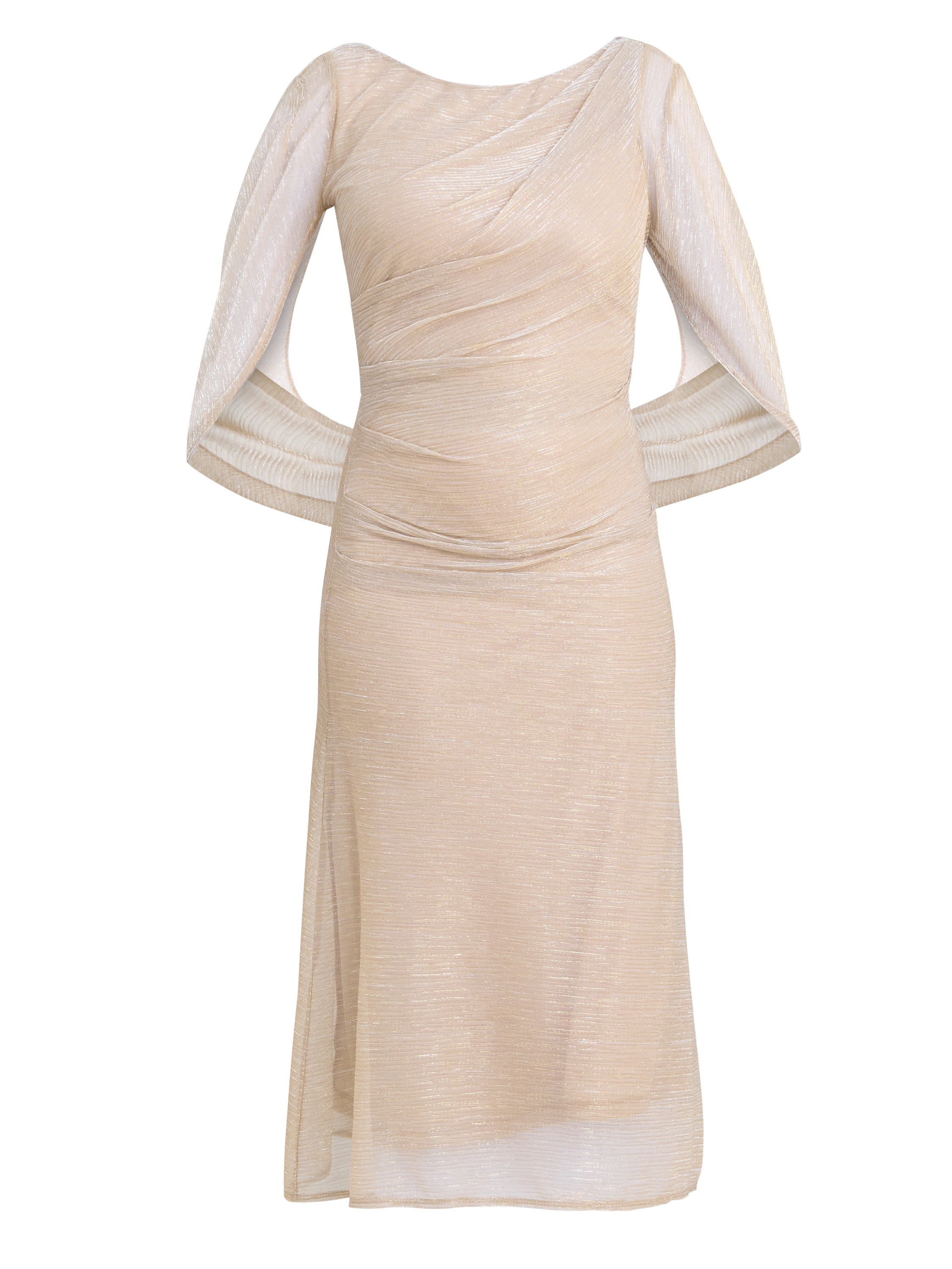 Gina Bacconi Gold / Silver Ciara Metallic Knit Dress