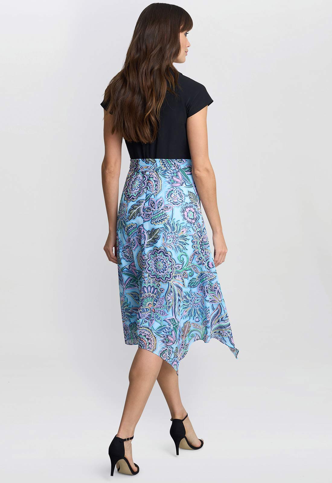 Gina Bacconi Black Charlotte Handkerchief Skirt Dress