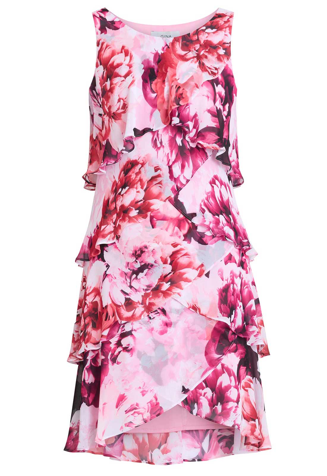 Gina Bacconi Pink Mila Floral Tier Dress