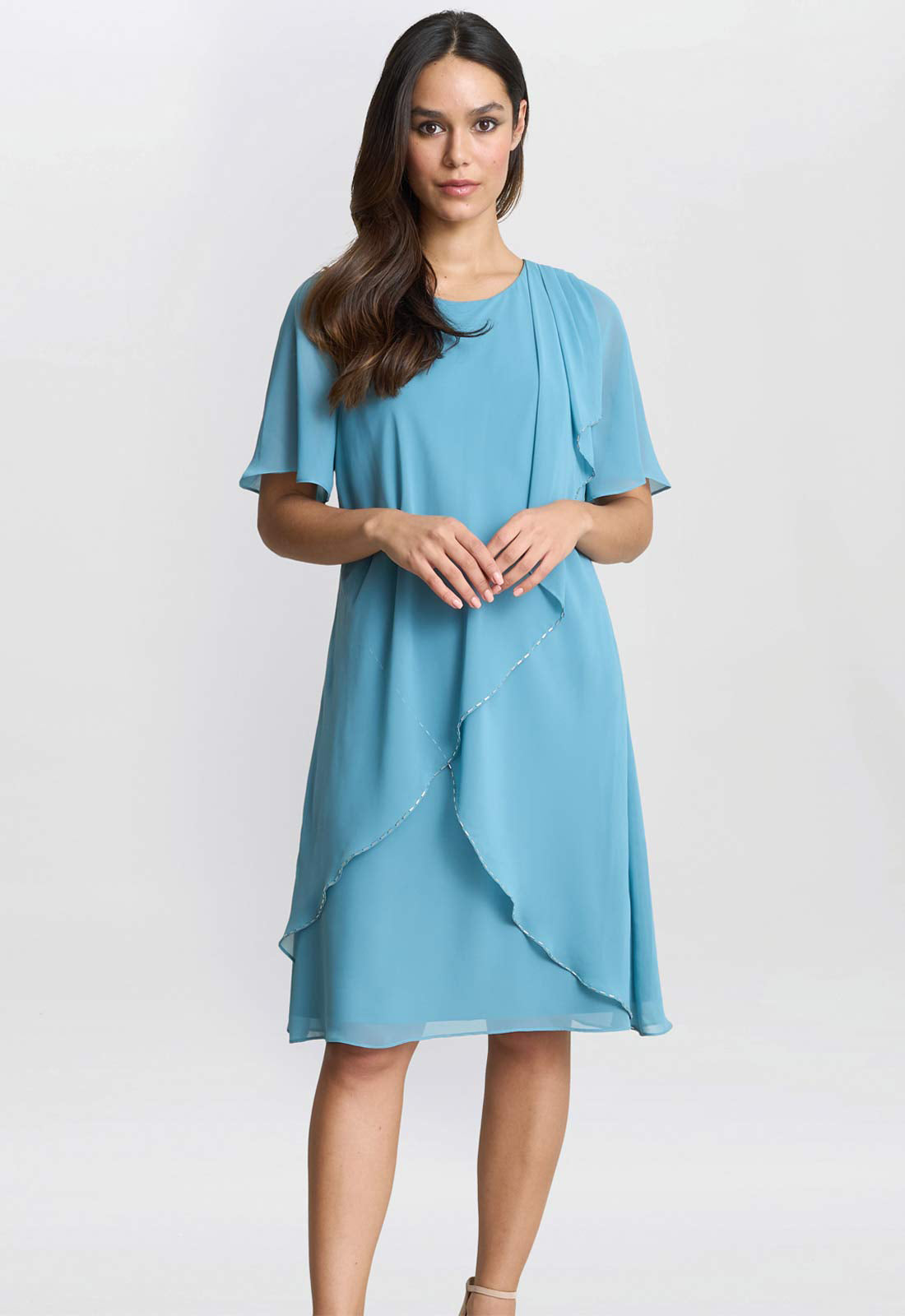 Gina Bacconi Sea Mist Floral Hallie Tier Dress