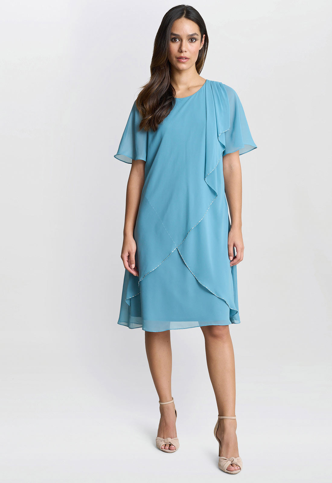 Gina Bacconi Sea Mist Floral Hallie Tier Dress