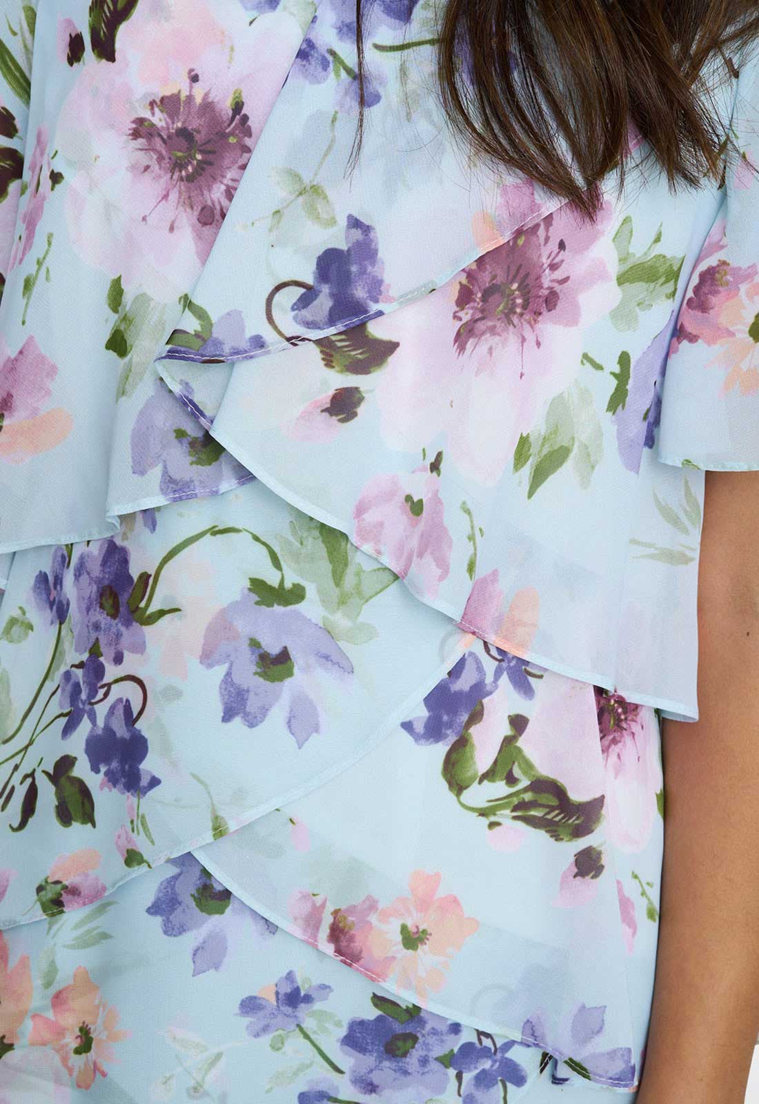 Gina Bacconi Blue Cynthia Floral Tier Dress