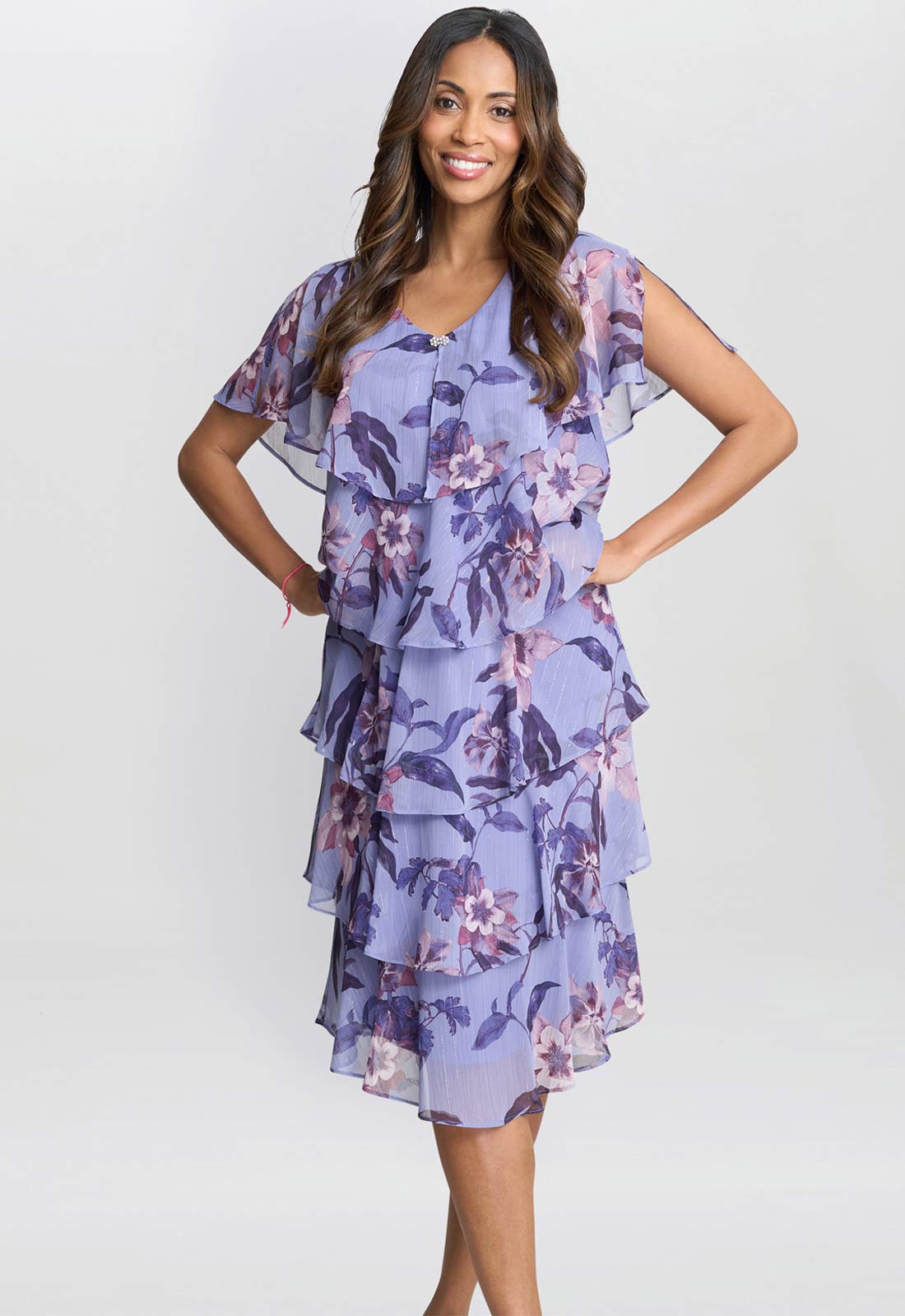 Gina Bacconi Perri Mollie Chiffon Dress with Beaded Edge