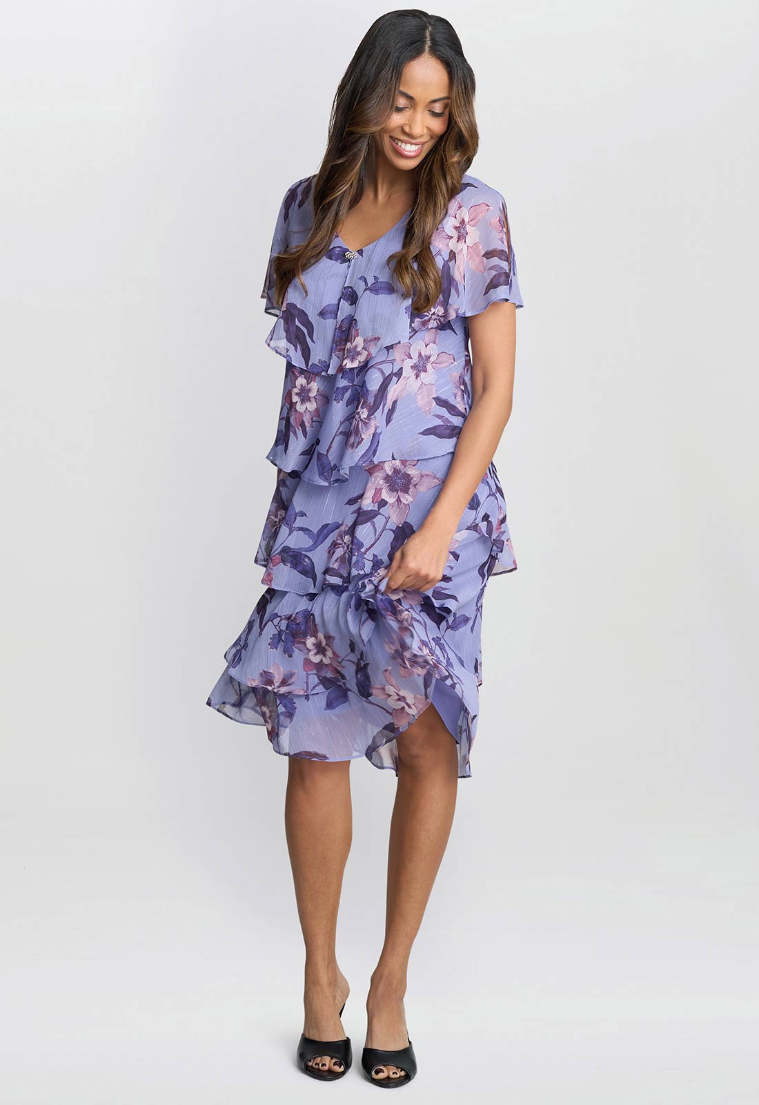 Gina Bacconi Perri Mollie Chiffon Dress with Beaded Edge