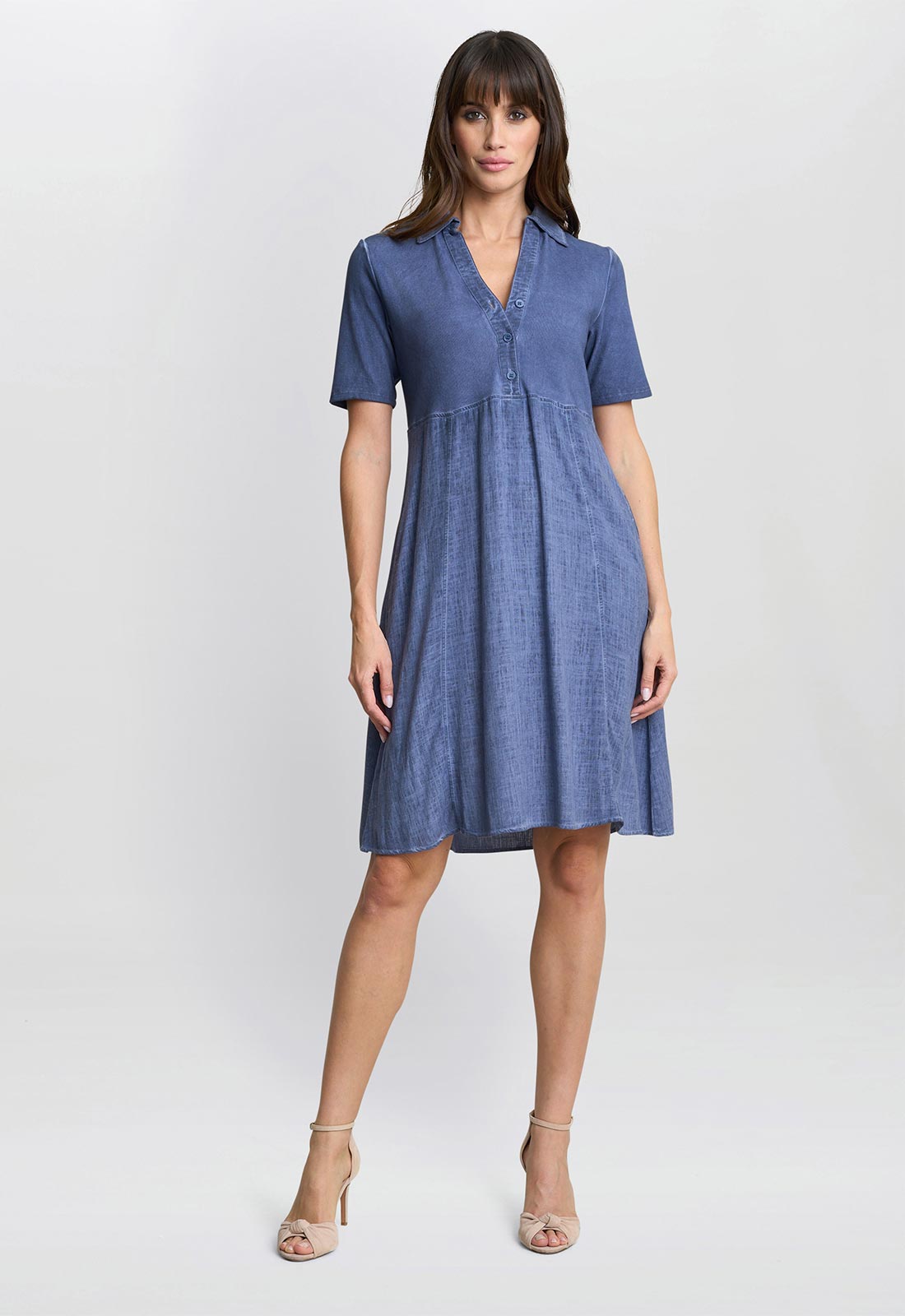 Gina Bacconi Blue Aaliyah Chambray Dress