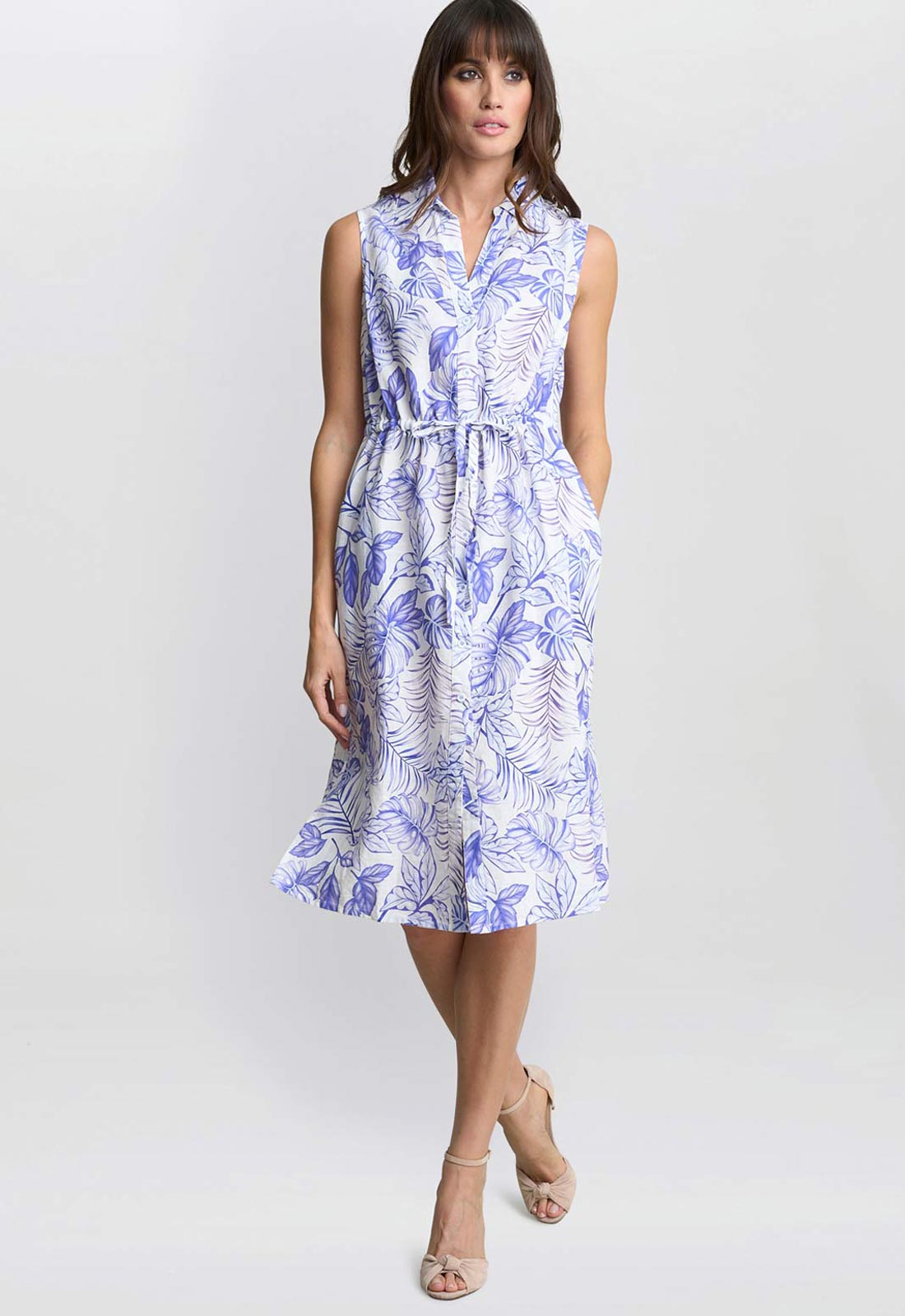 Gina Bacconi Blue Floral Adalynn Shirt Dress