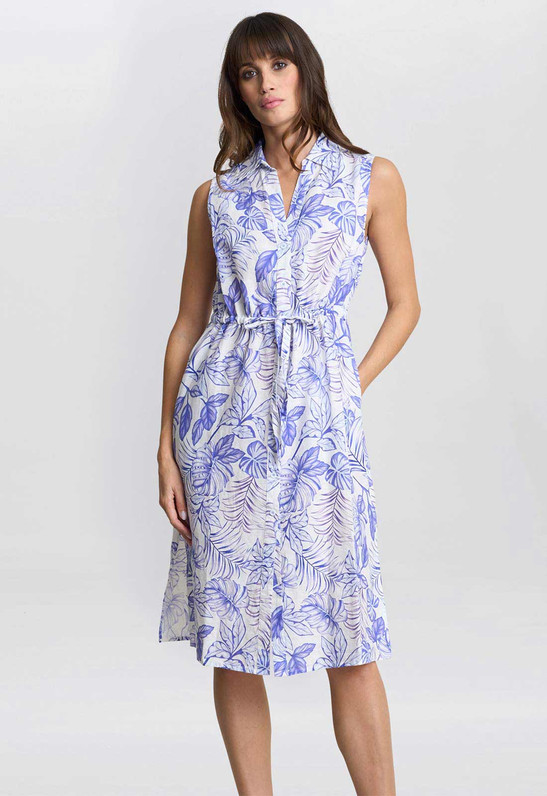Gina Bacconi Blue Floral Adalynn Shirt Dress