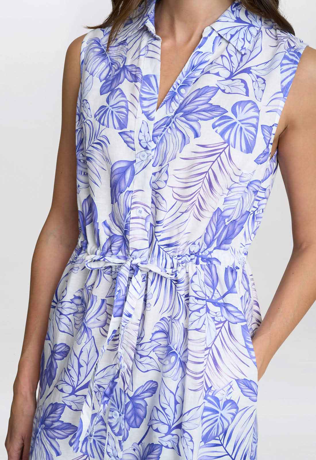 Gina Bacconi Blue Floral Adalynn Shirt Dress