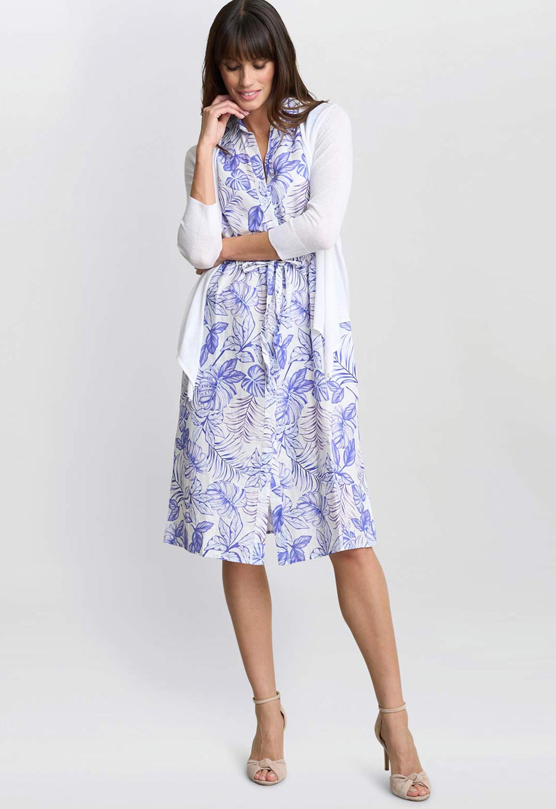 Gina Bacconi Blue Floral Adalynn Shirt Dress