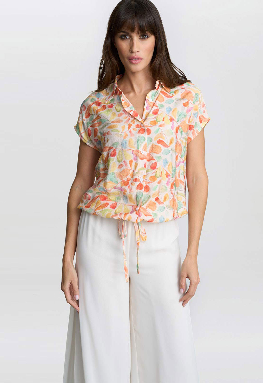 Gina Bacconi Pink Floral Faith Tie Waist Shirt