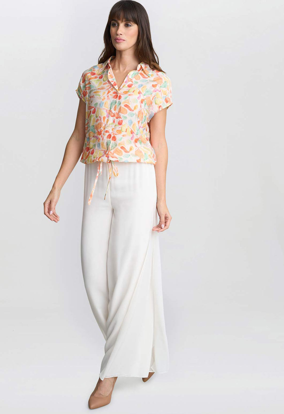 Gina Bacconi Pink Floral Faith Tie Waist Shirt