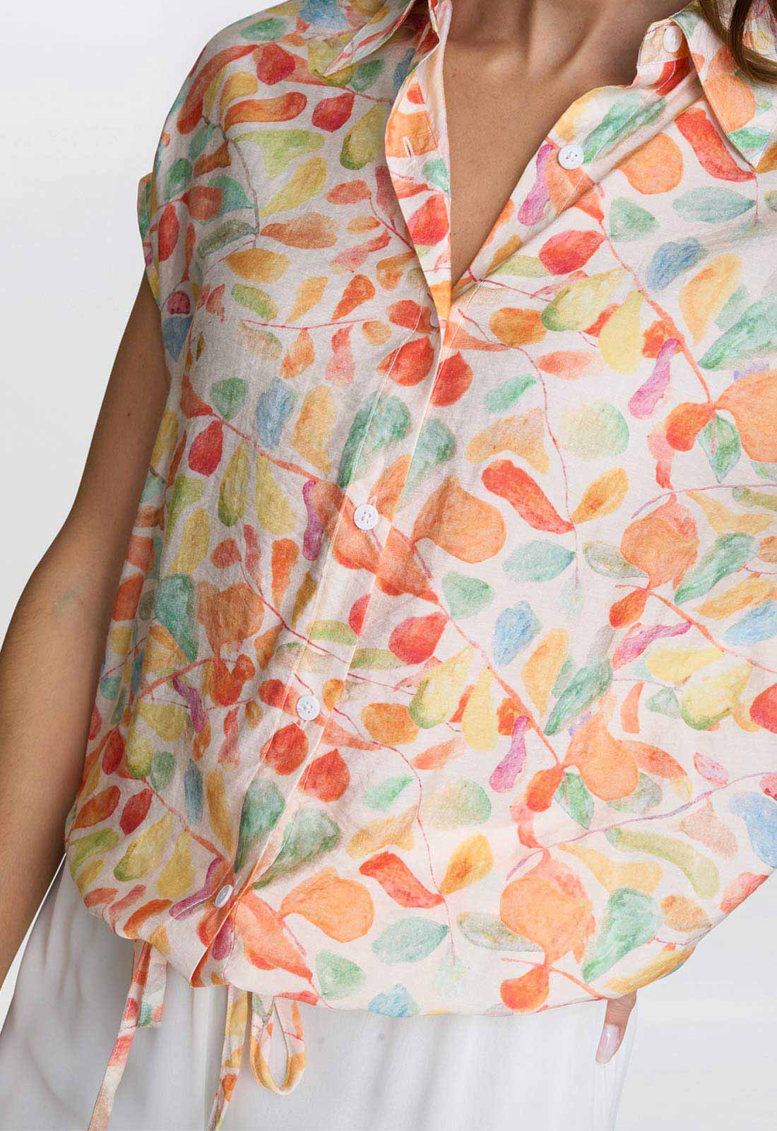 Gina Bacconi Pink Floral Faith Tie Waist Shirt