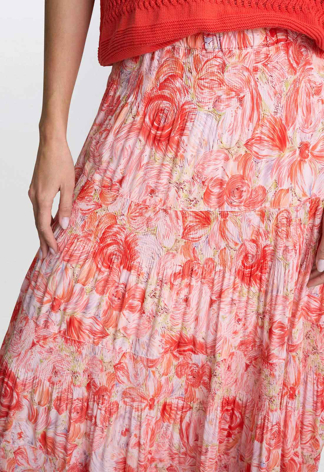 Gina Bacconi Pink Floral Print Isabelle Pleated Skirt